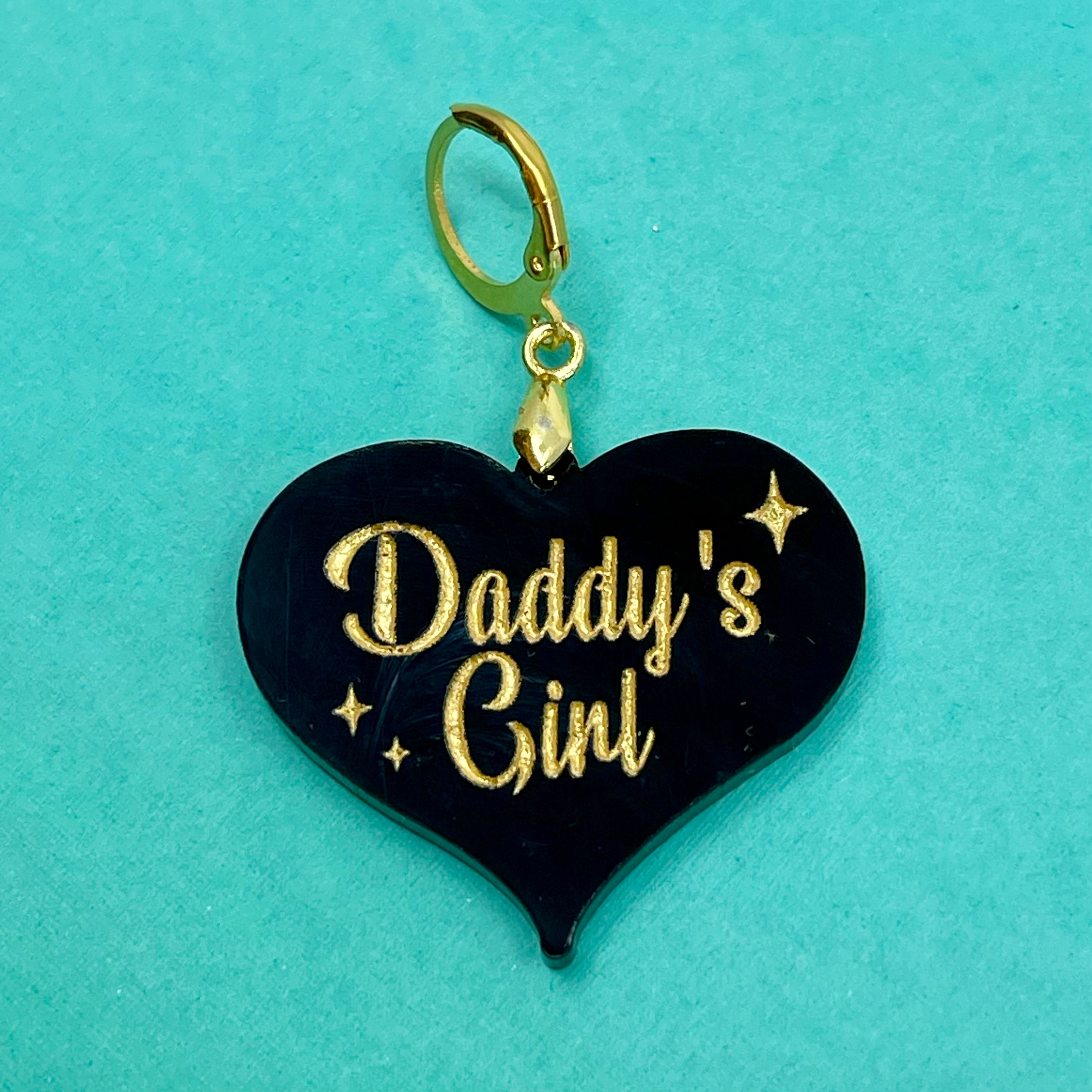 Retro Sparkle 'Daddy's Girl' Collar Tag - Black & Gold