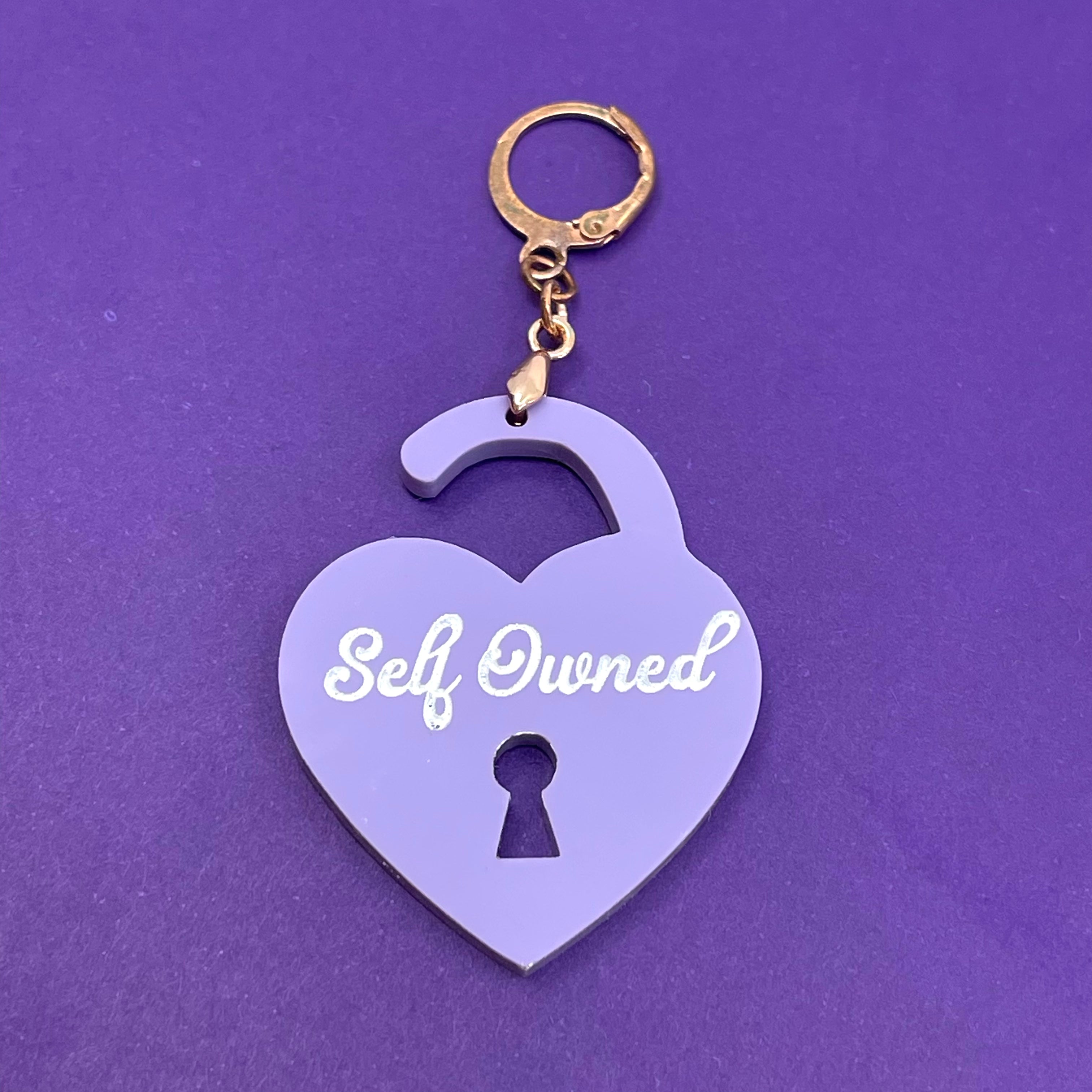 'Self Owned' Open Lock Collar Tag - Lavender