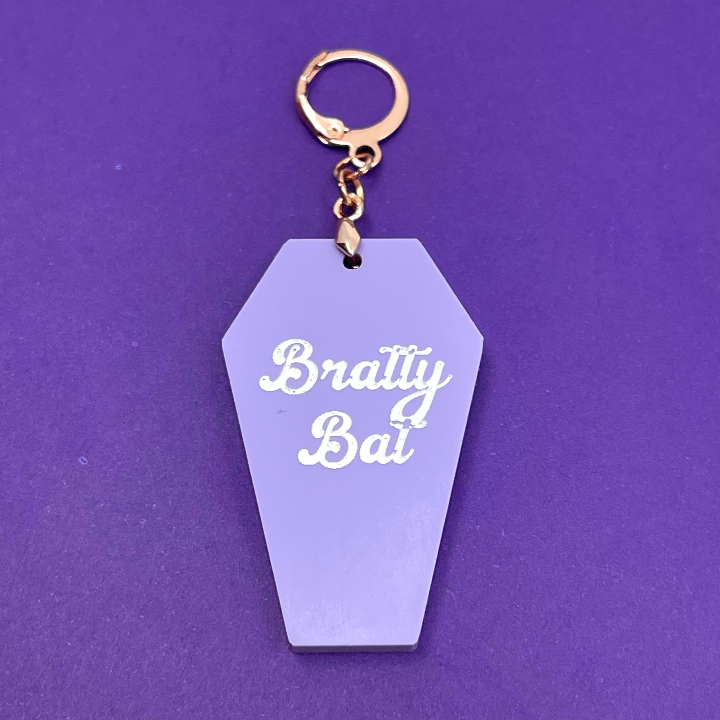 'Bratty Bat' Coffin Collar Tag - Lavender