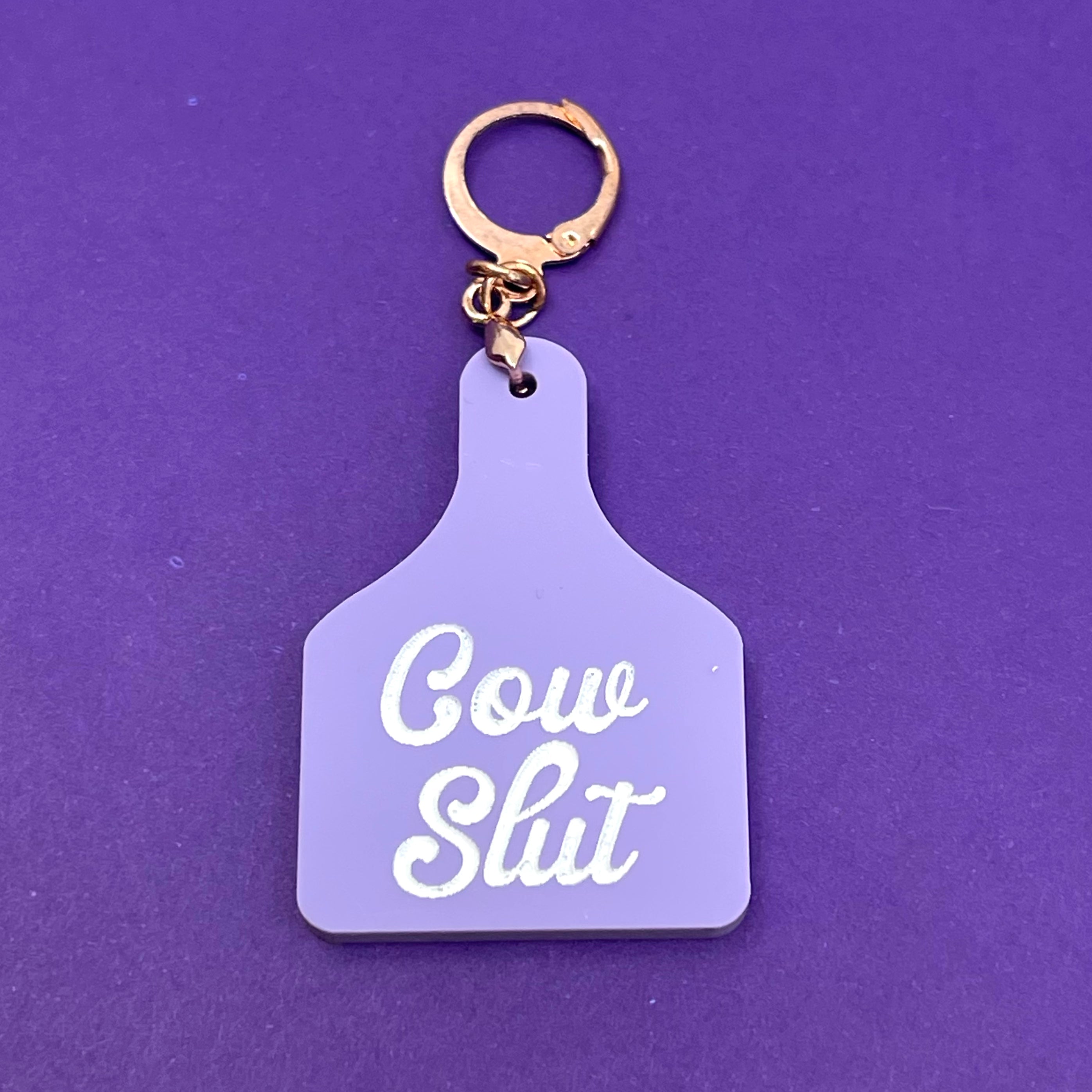 'Cow Slut' Collar Tag - Lavender