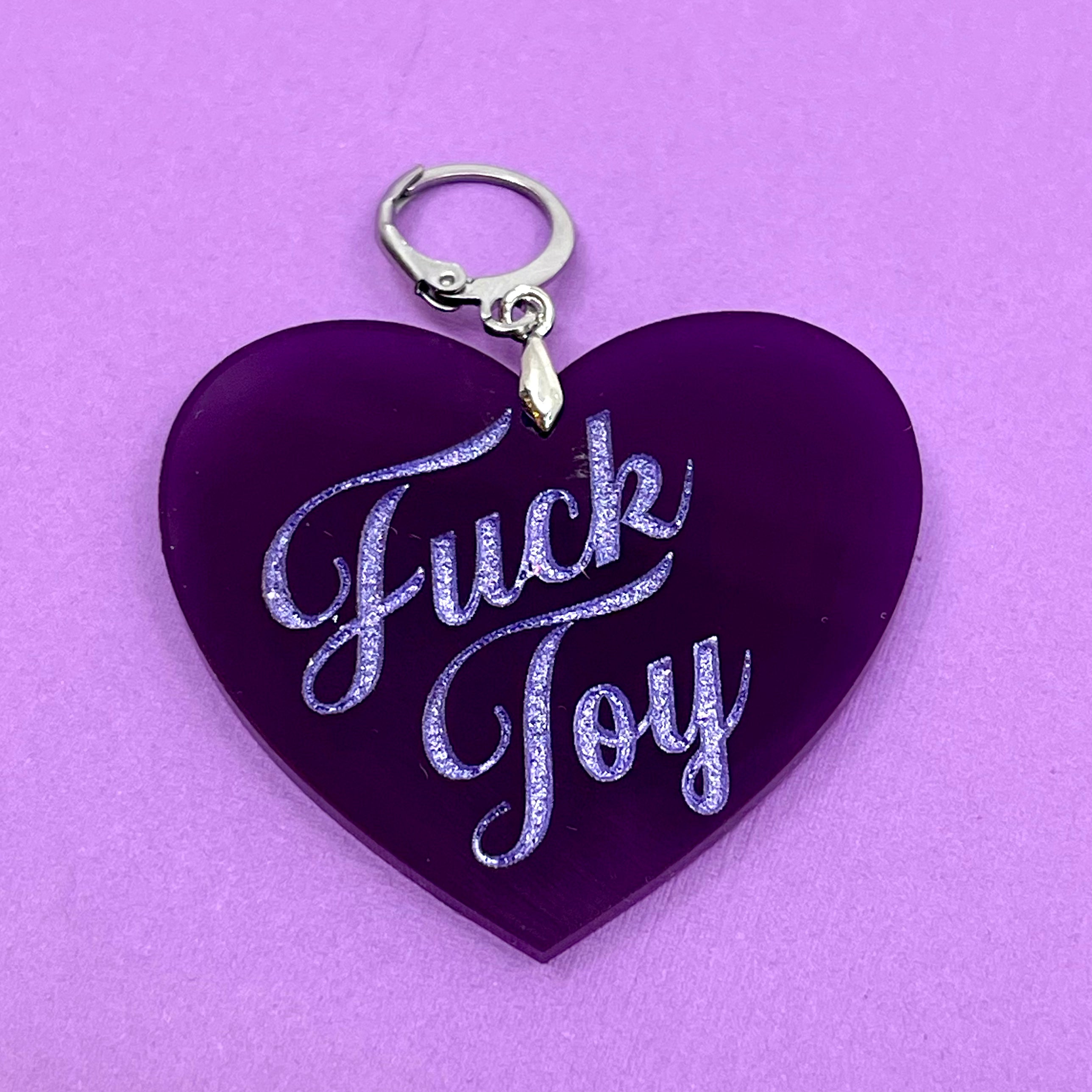 Fuck Toy XL Heart Collar Tag - Purple