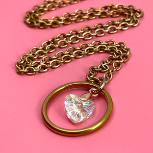 Crystal Heart Ring of O Day Collar - Stainless Steel Day Collar Restrained Grace