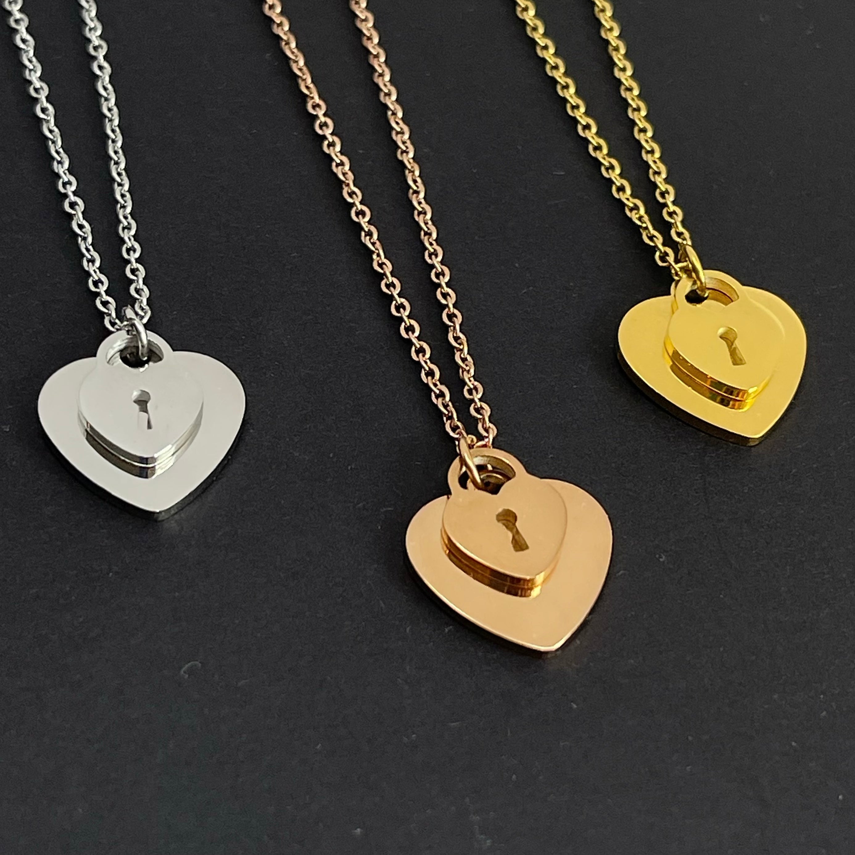 Secret Message Heart Lock Necklace - BDSM Day Collar Necklace Restrained Grace