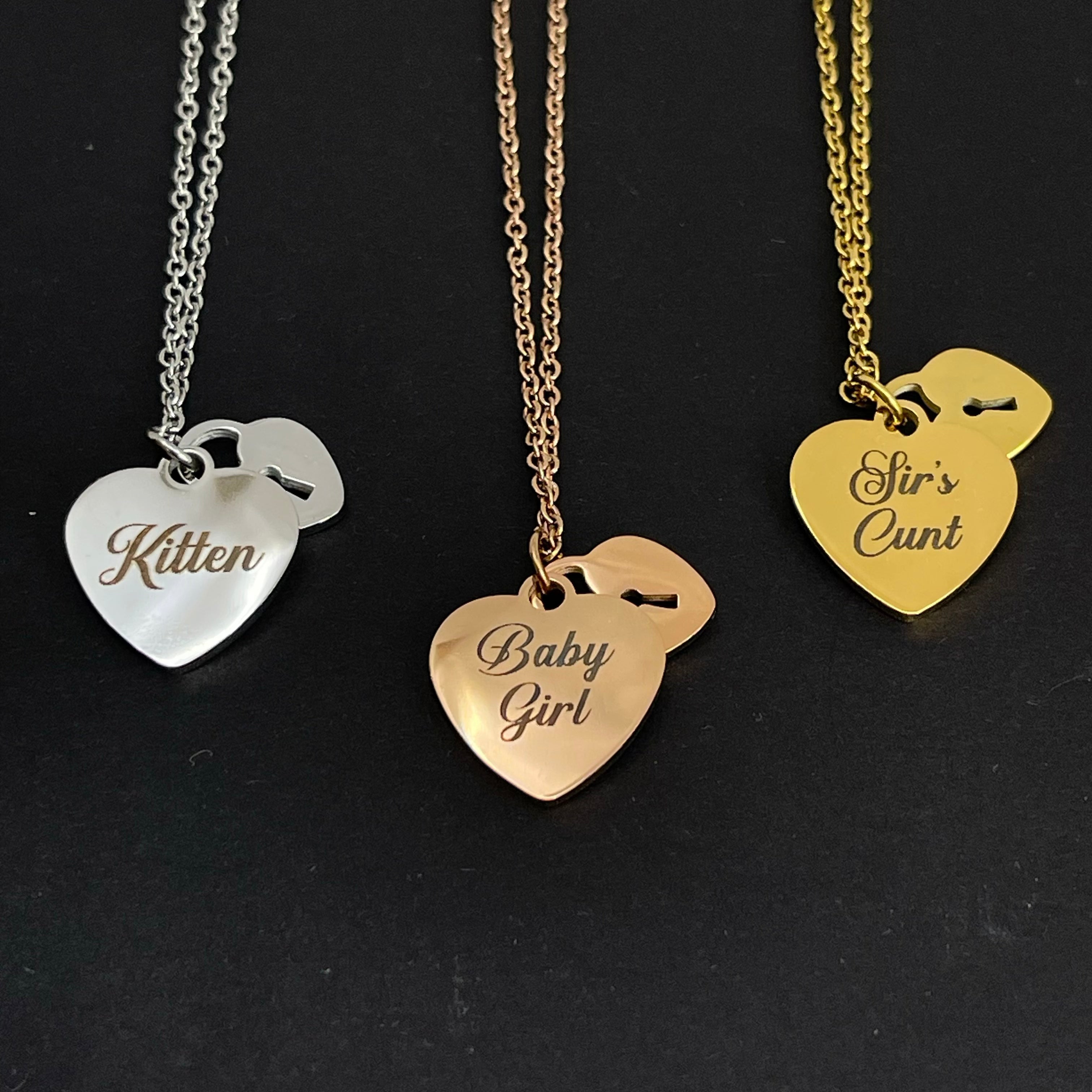 Secret Message Heart Lock Necklace - BDSM Day Collar Necklace Restrained Grace