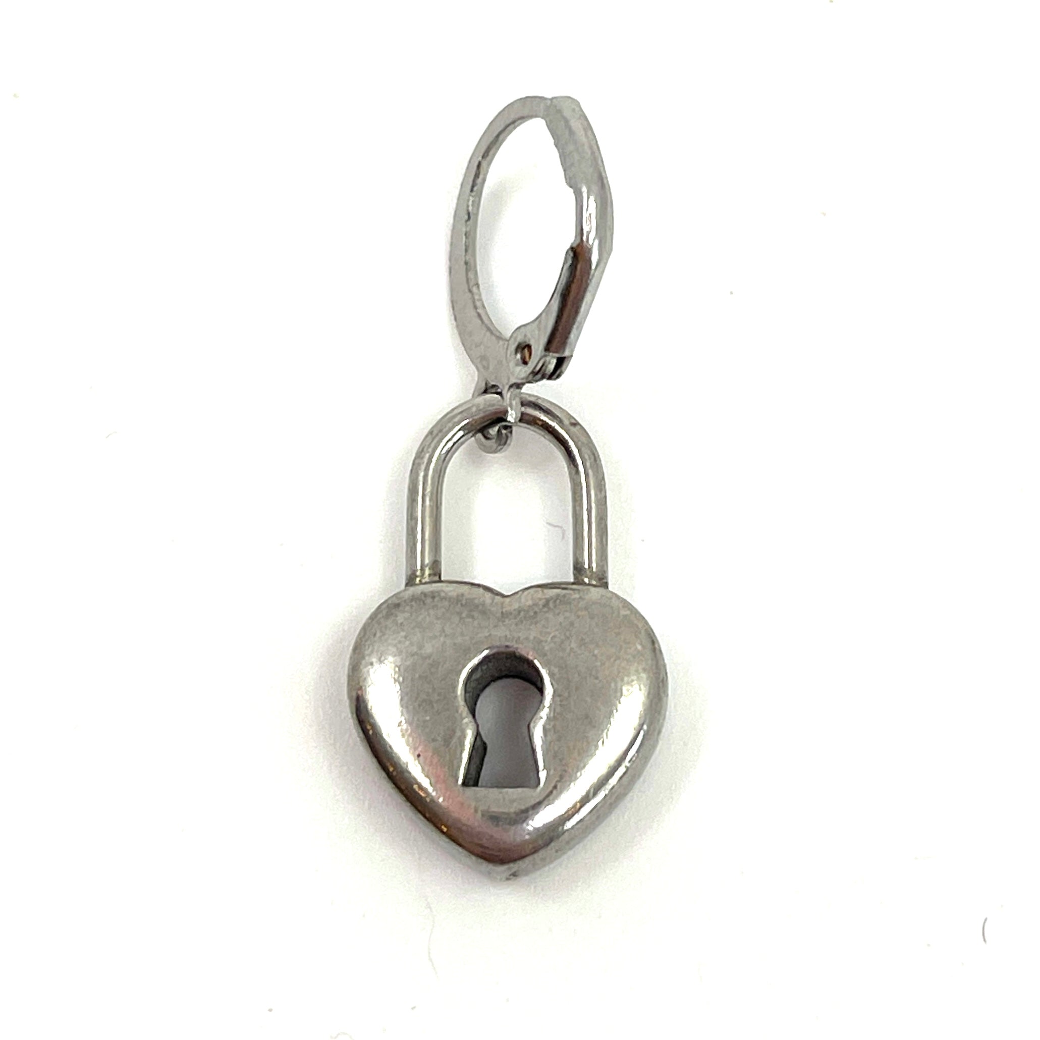 Little Steel Heart Lock Collar Charm