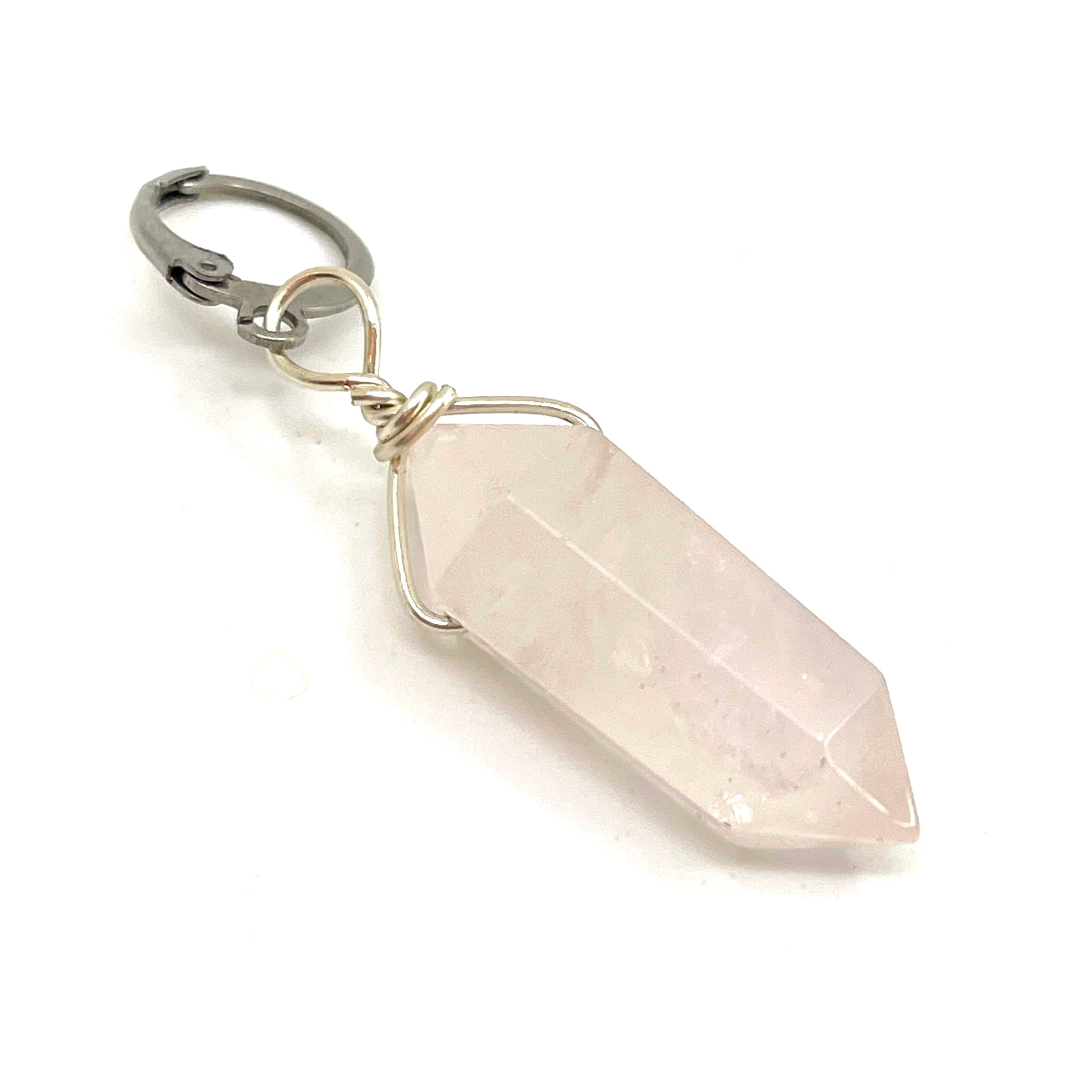 Rose Quartz Crystal Point Collar Charm