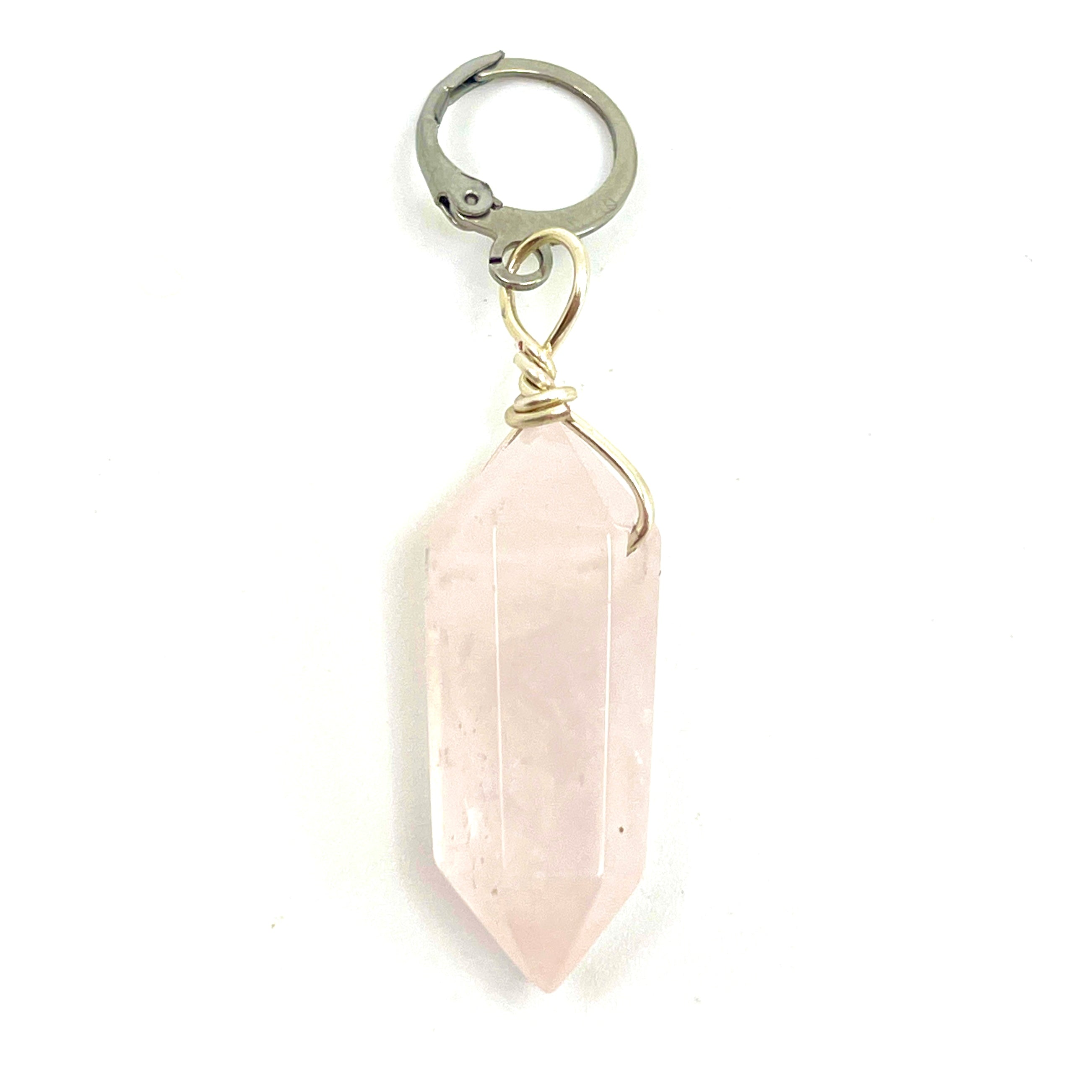 Rose Quartz Crystal Point Collar Charm