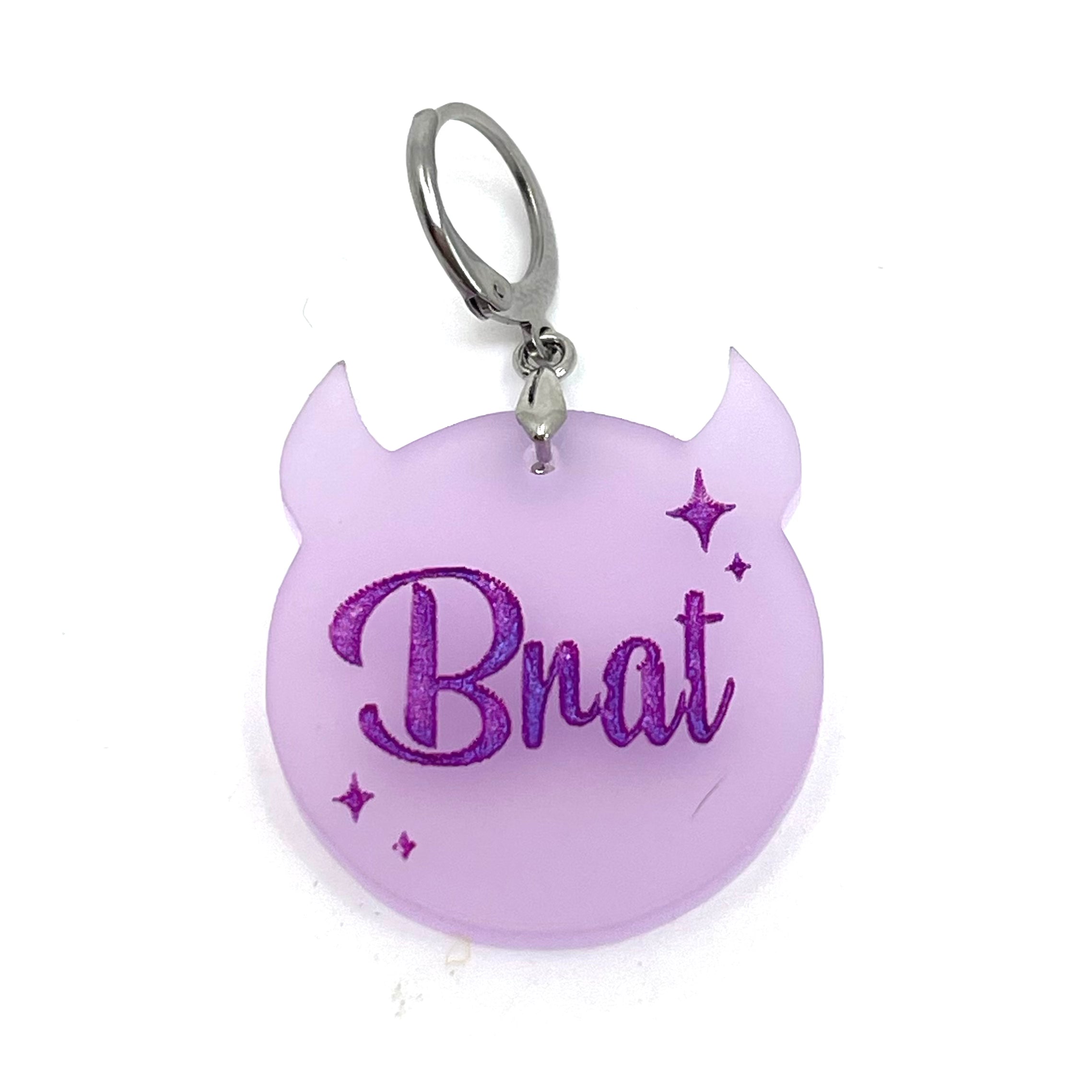 Retro Sparkle 'Brat' Collar Tag - Wisteria