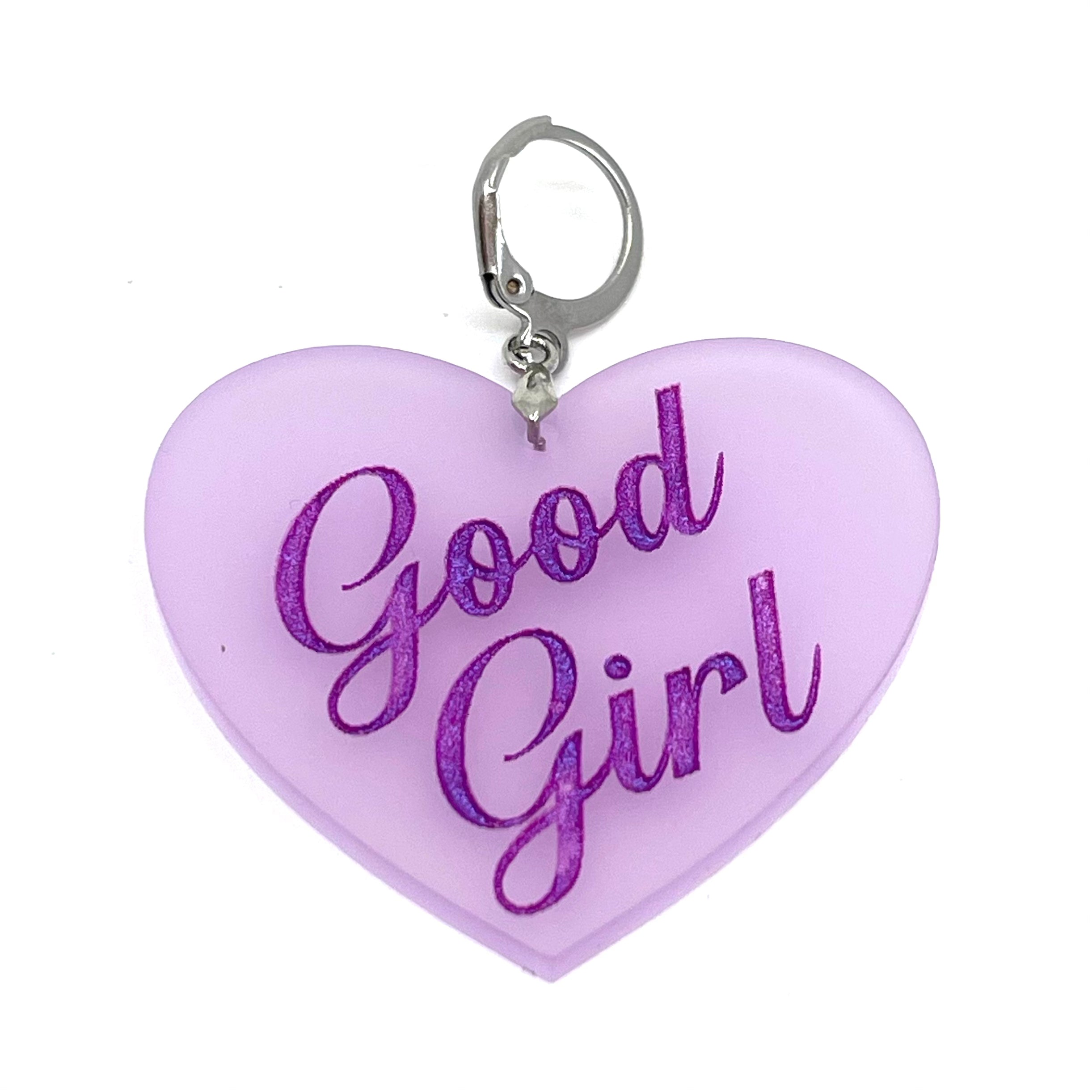 Good Girl XL Heart Collar Tag - Wisteria
