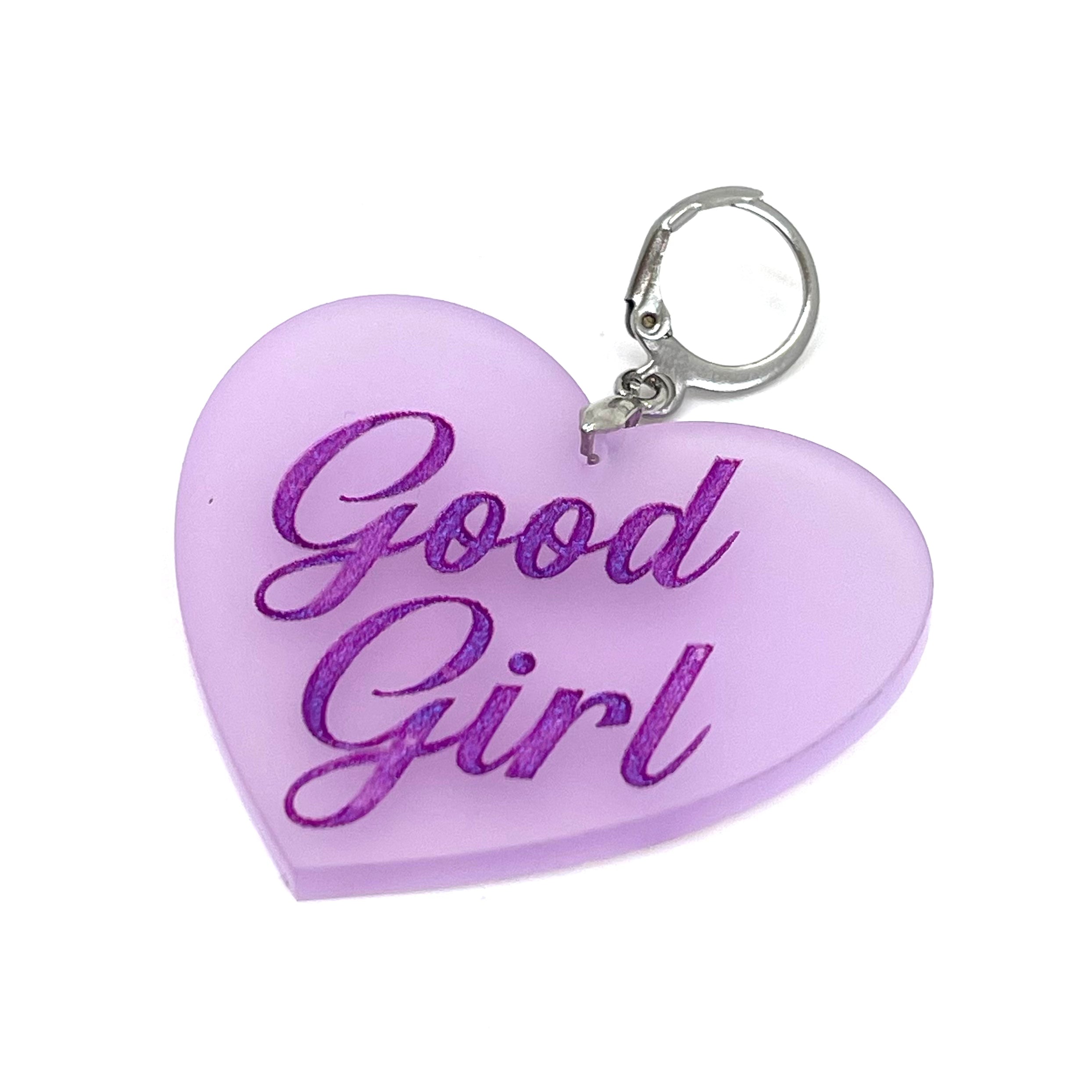 Good Girl XL Heart Collar Tag - Wisteria