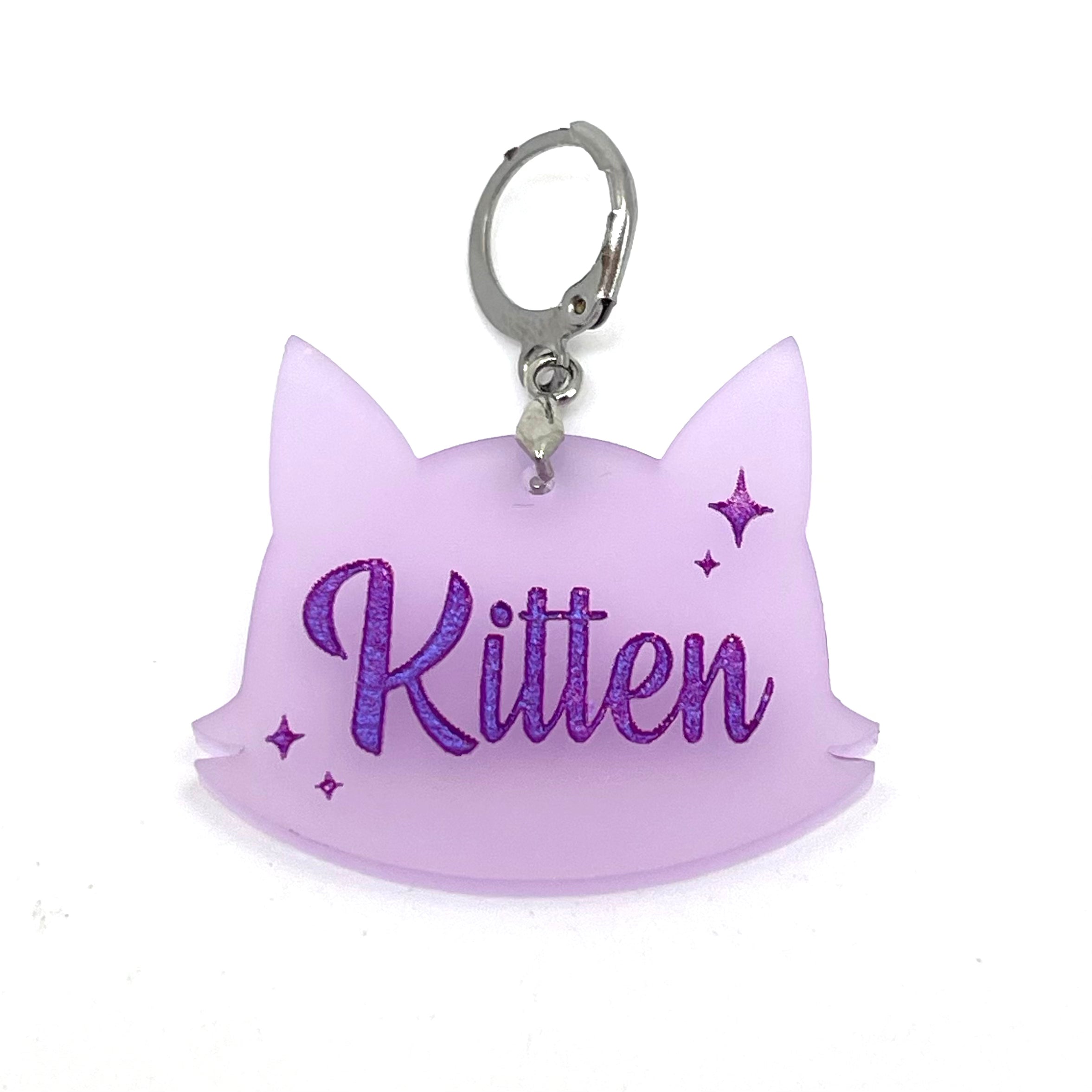 Retro Sparkle 'Kitten' Collar Tag - Wisteria