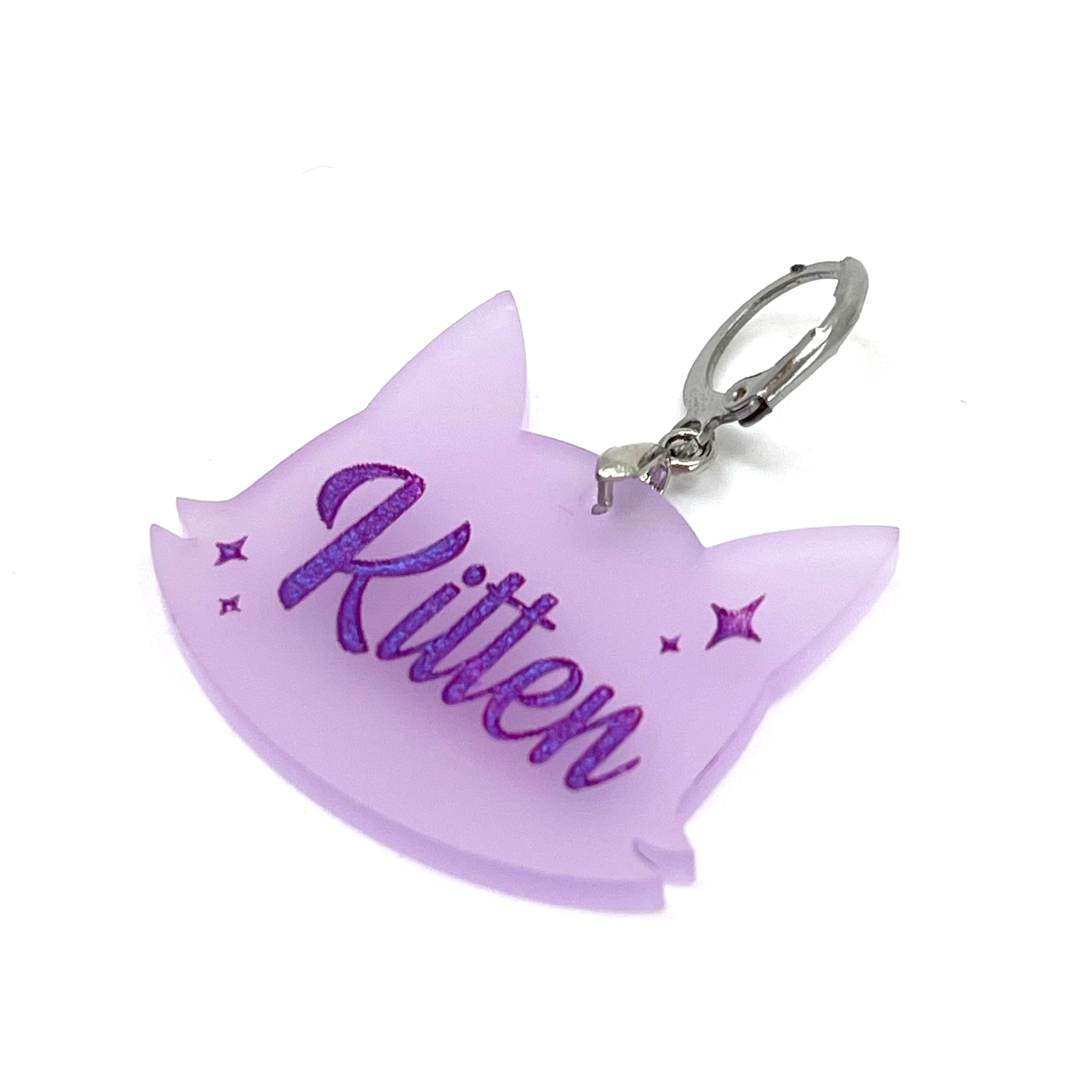 Retro Sparkle 'Kitten' Collar Tag - Wisteria