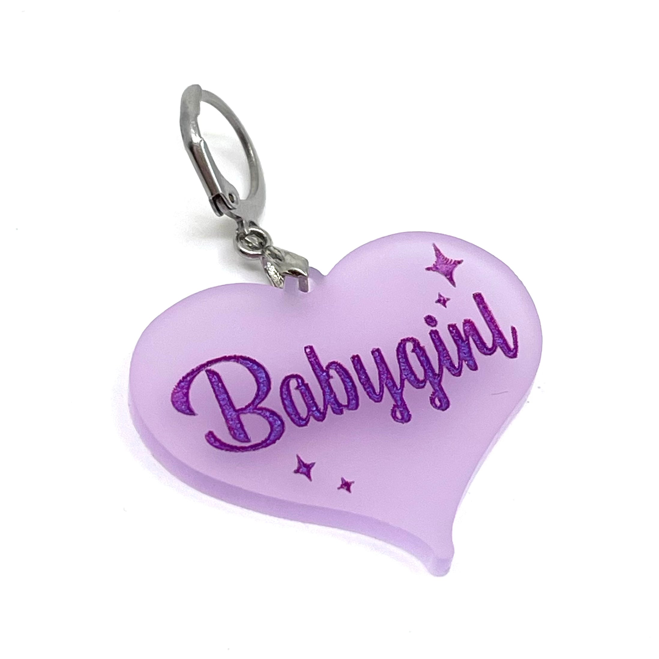 Retro Sparkle 'Babygirl' Collar Tag - Wisteria
