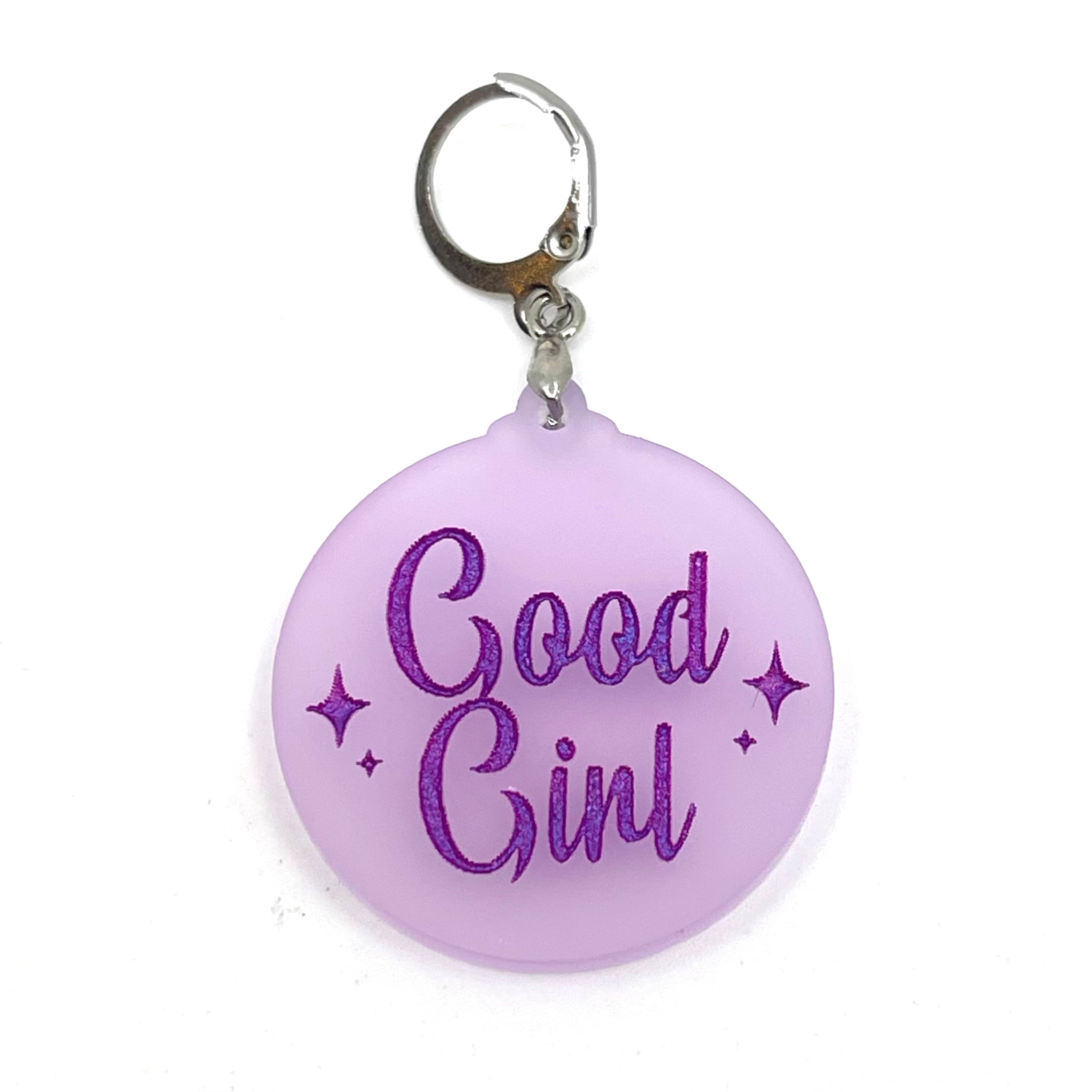 Retro Sparkle 'Good Girl' Collar Tag - Wisteria