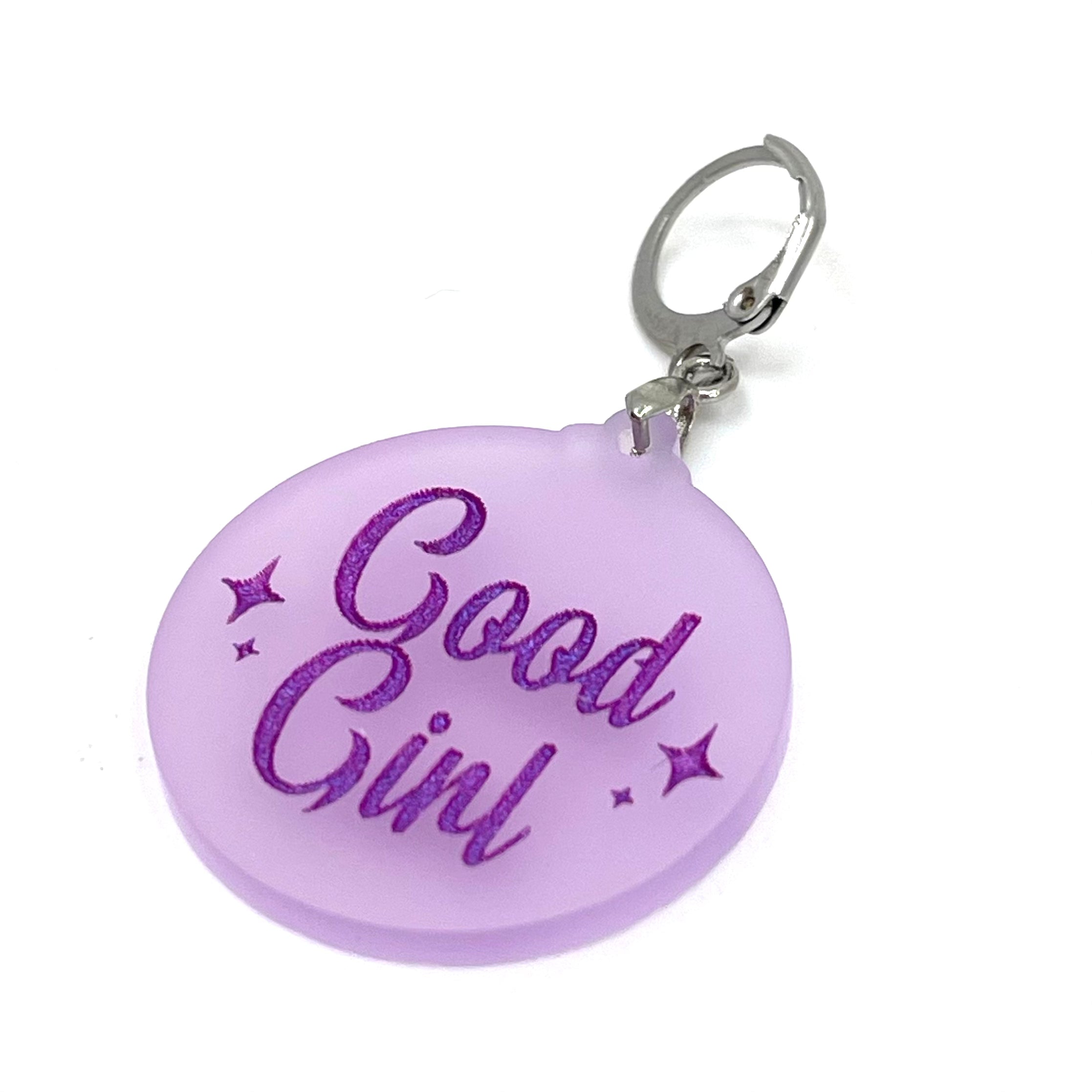 Retro Sparkle 'Good Girl' Collar Tag - Wisteria