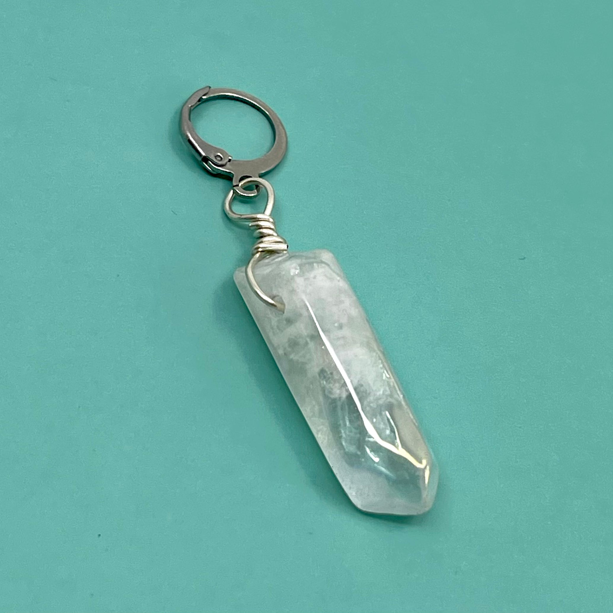 Angel Aura Quartz Crystal Point Collar Charm