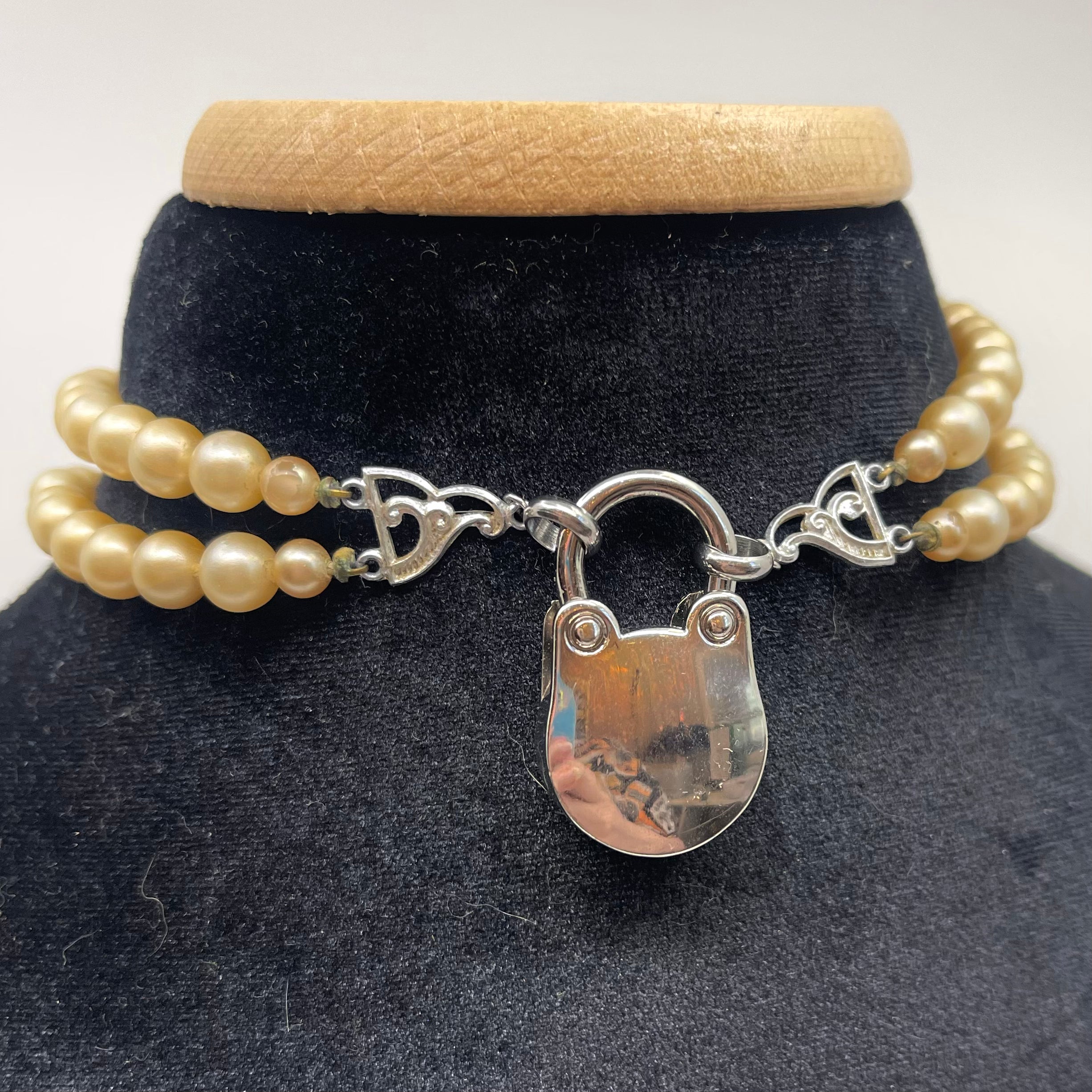 Pale Gold Double Strand Pearls 13" - True Vintage Day Collar #14