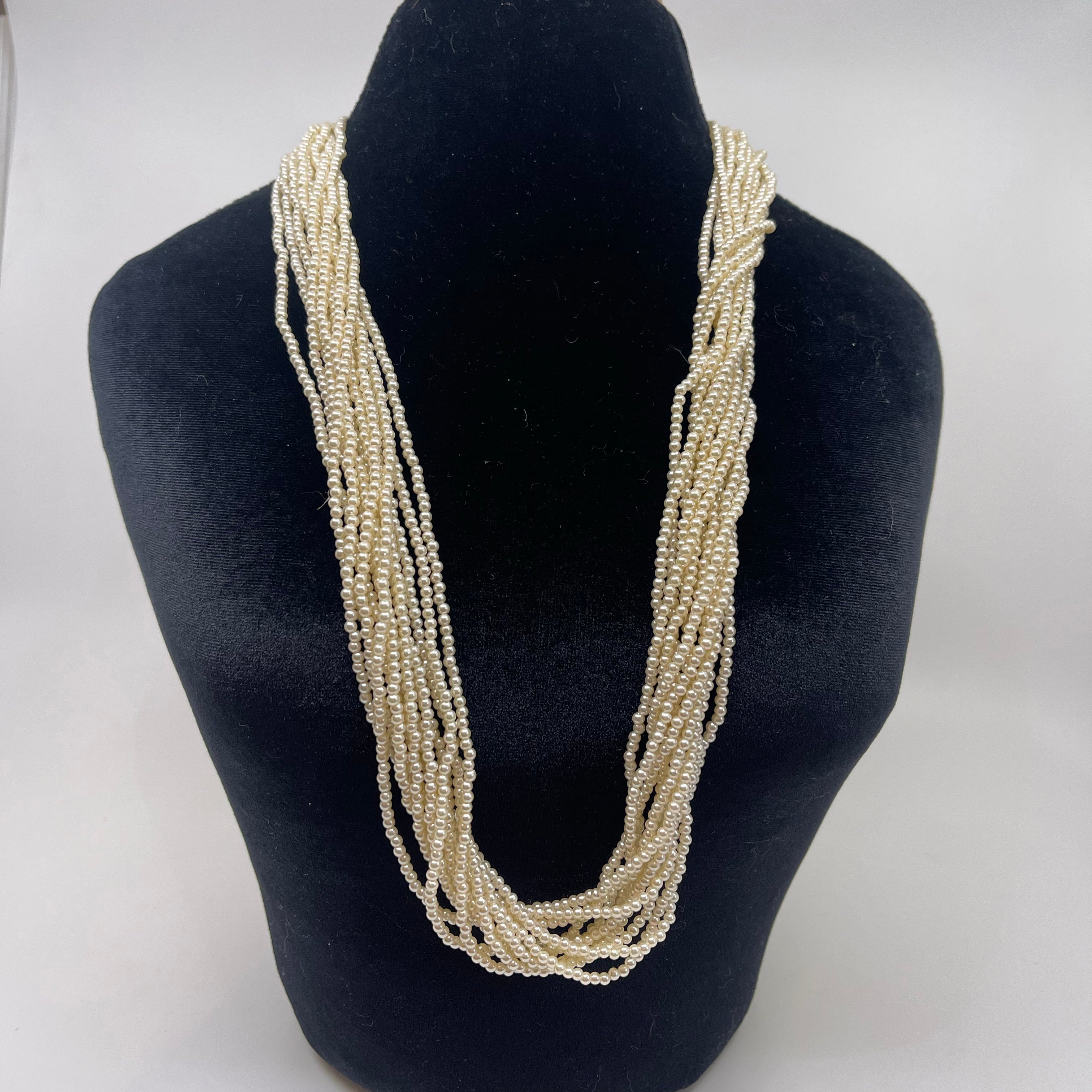 Cream 12-Strand Pearls 31" - True Vintage Day Collar #16