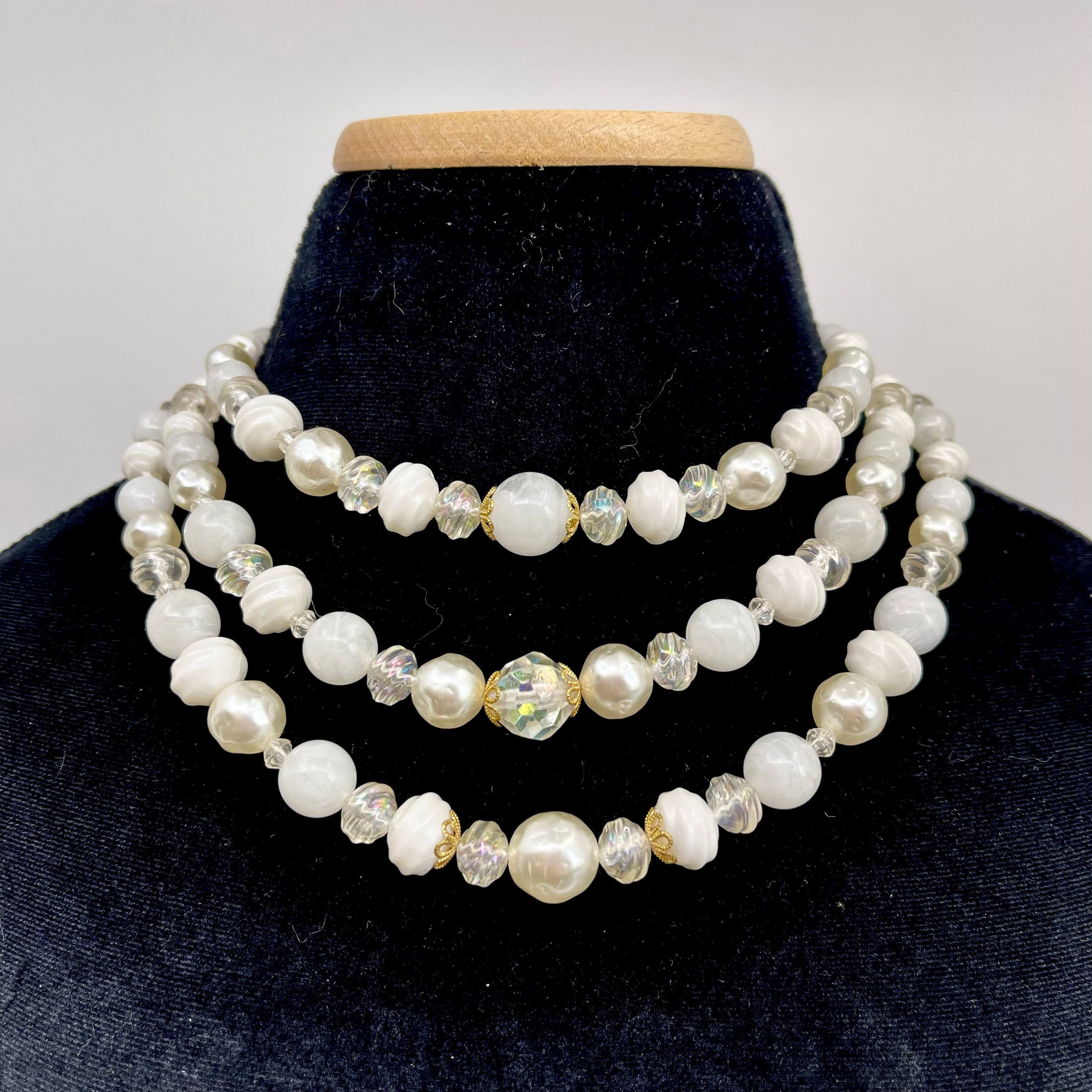 Lucite Triple Strand 15" - True Vintage Day Collar #18