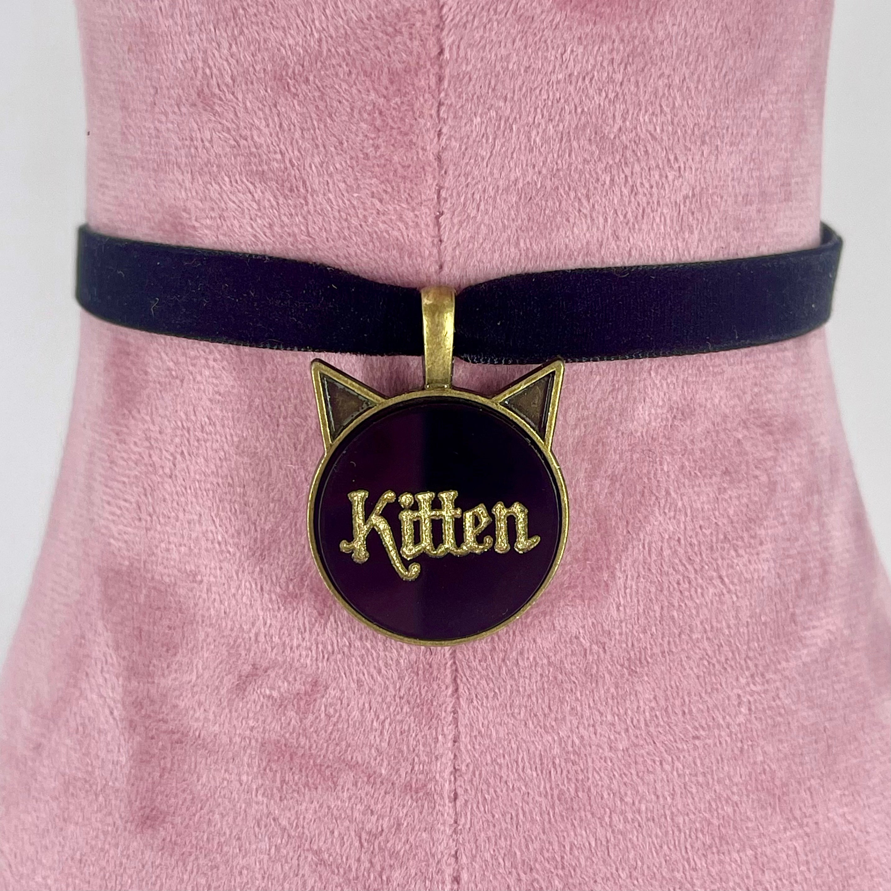 Custom Kitten Pendant Mini Velvet Choker