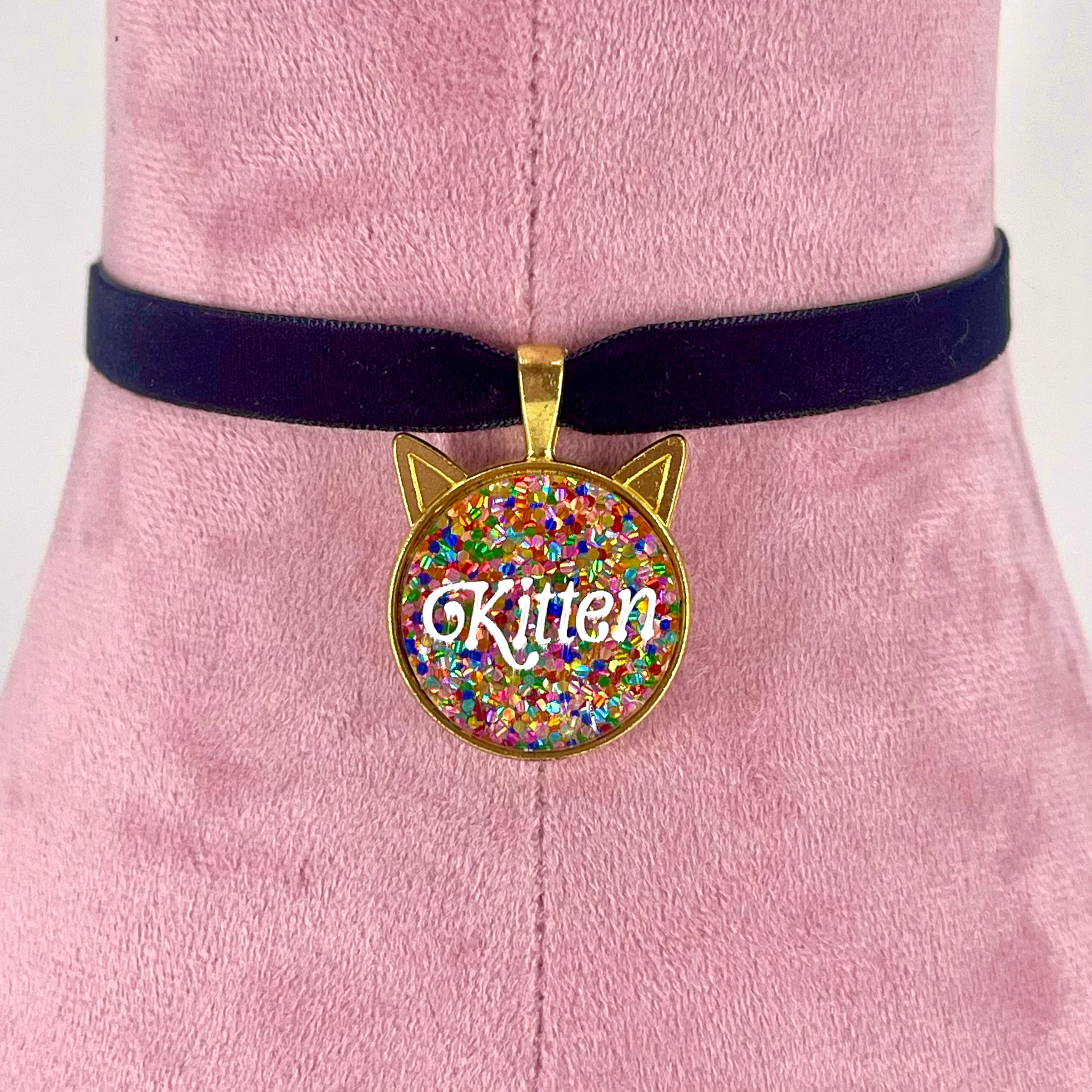 Custom Kitten Pendant Mini Velvet Choker