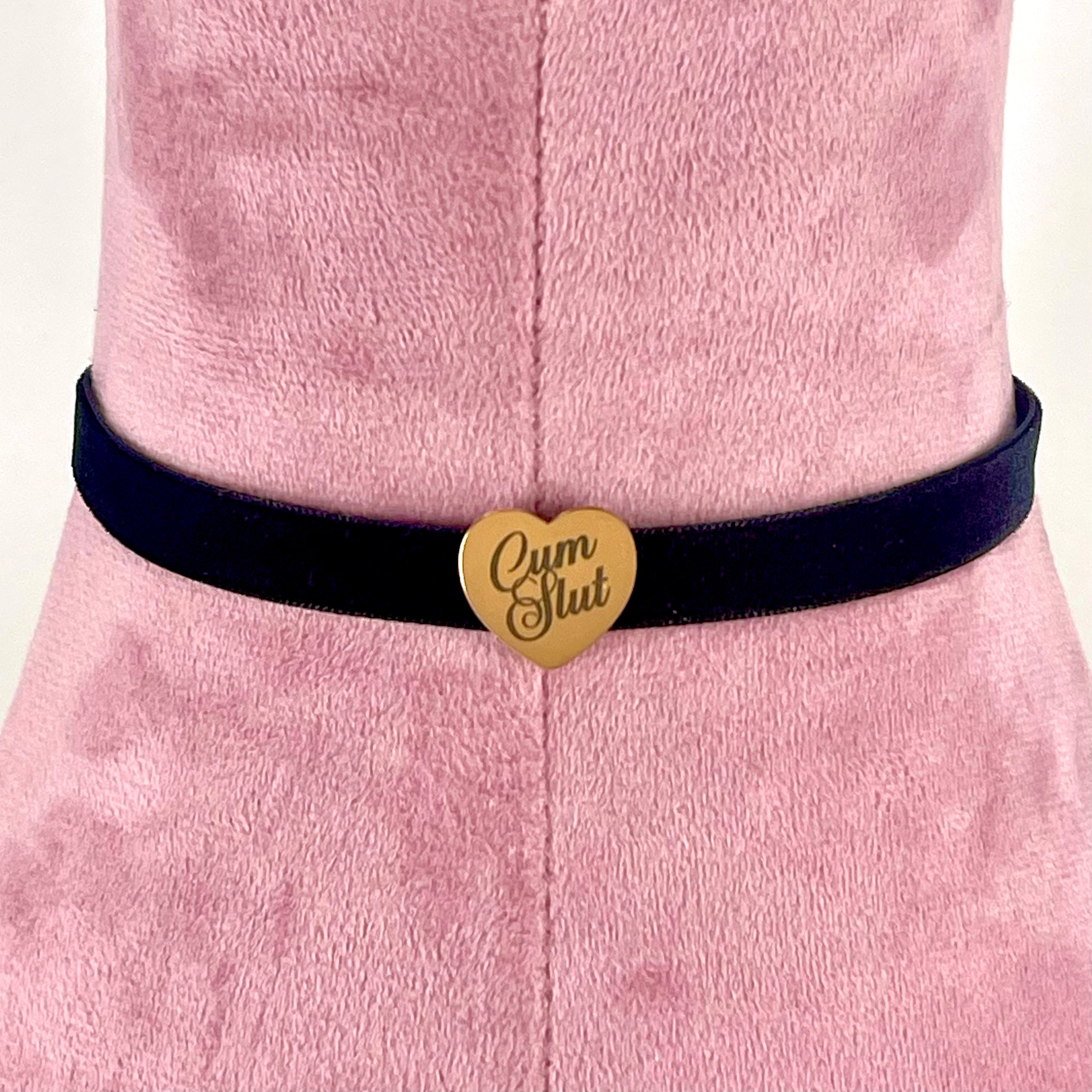 Custom Steel Heart Plaque Mini Velvet Choker