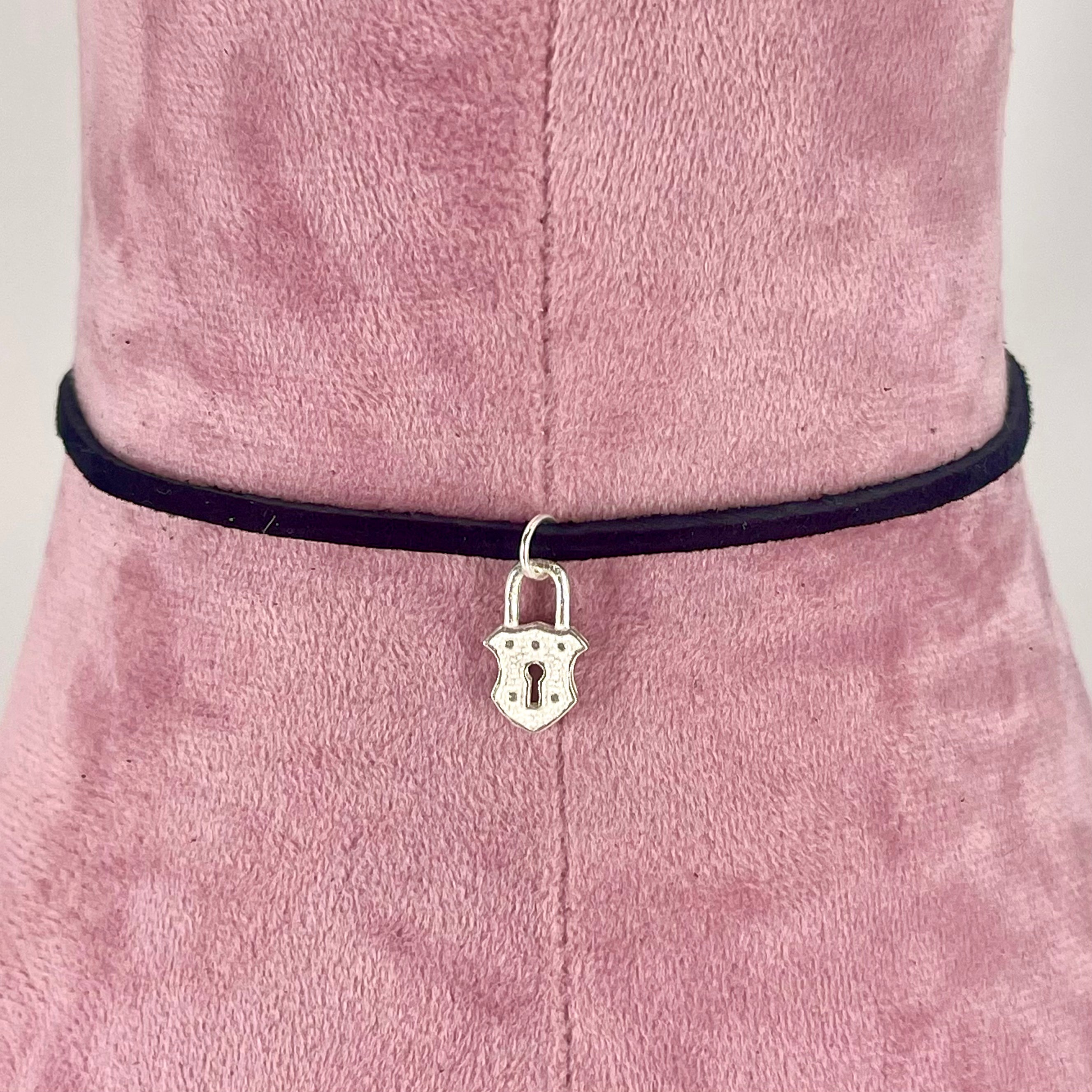 Sterling & Suede Lace Choker with Vintage Lock Charm