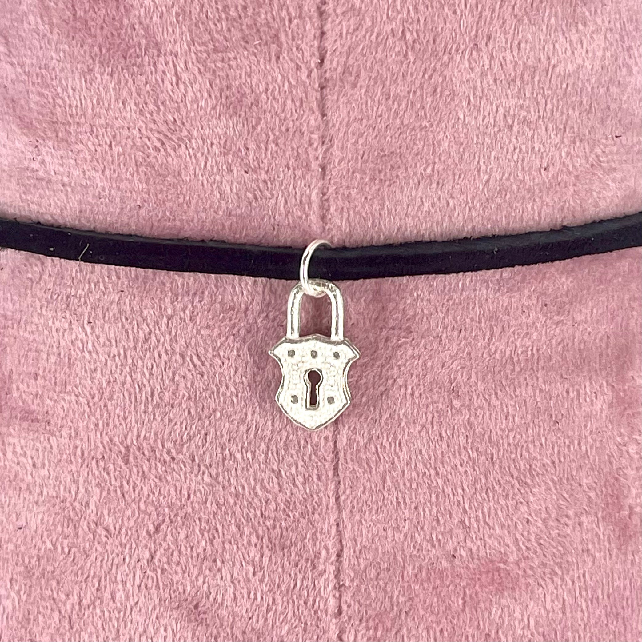 Sterling & Suede Lace Choker with Vintage Lock Charm