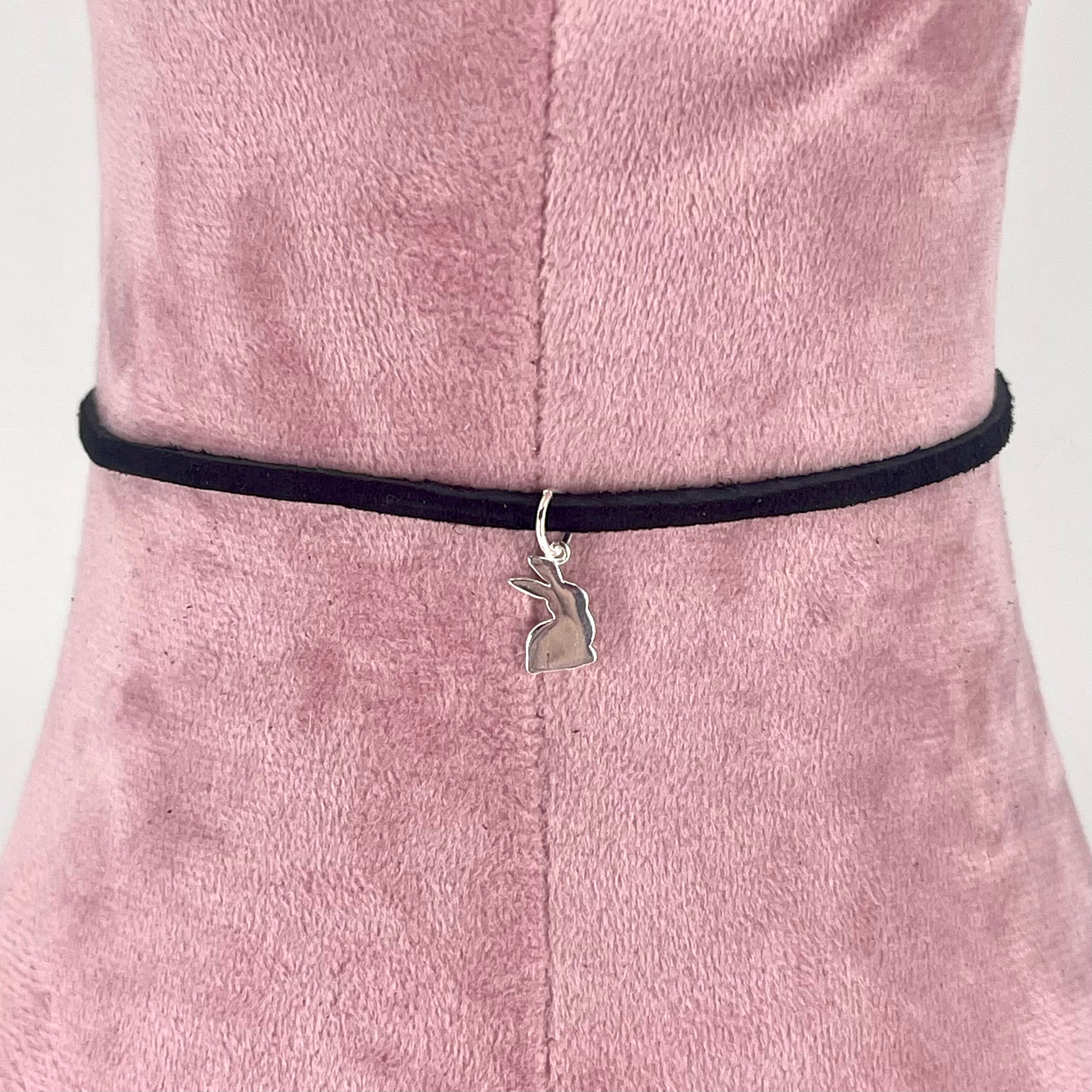 Sterling & Suede Lace Choker with Bunny Charm
