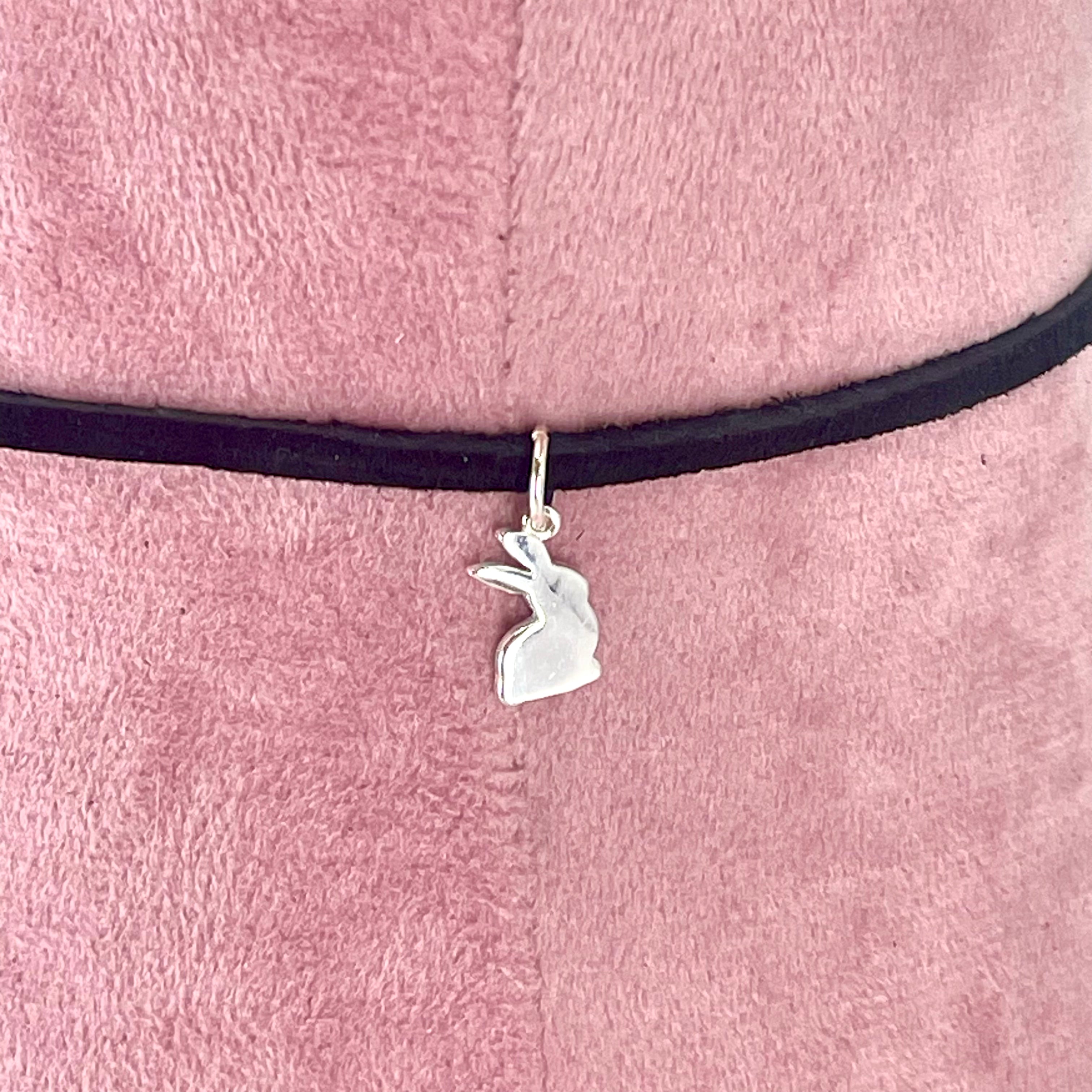 Sterling & Suede Lace Choker with Bunny Charm