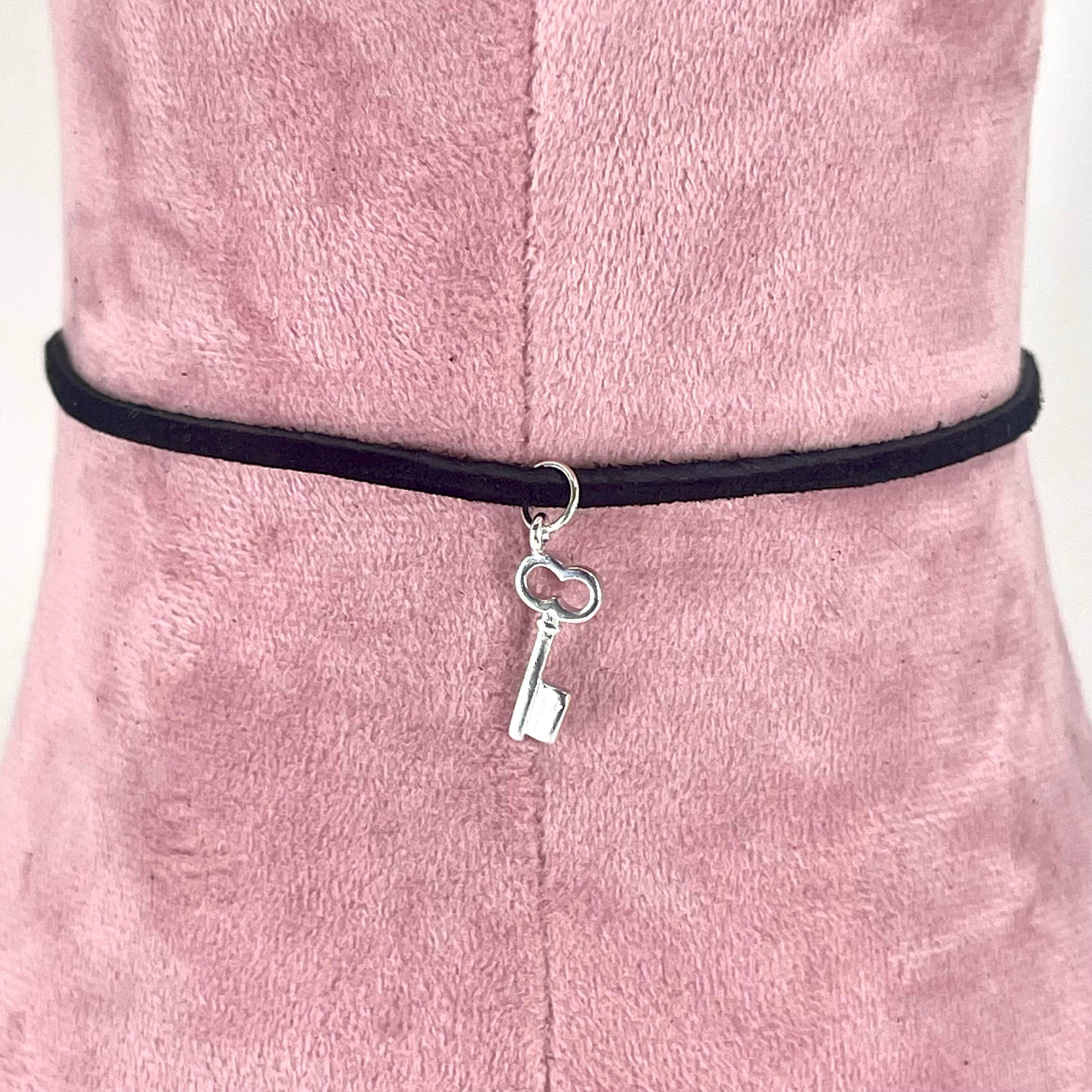 Sterling & Suede Lace Choker with Key Charm