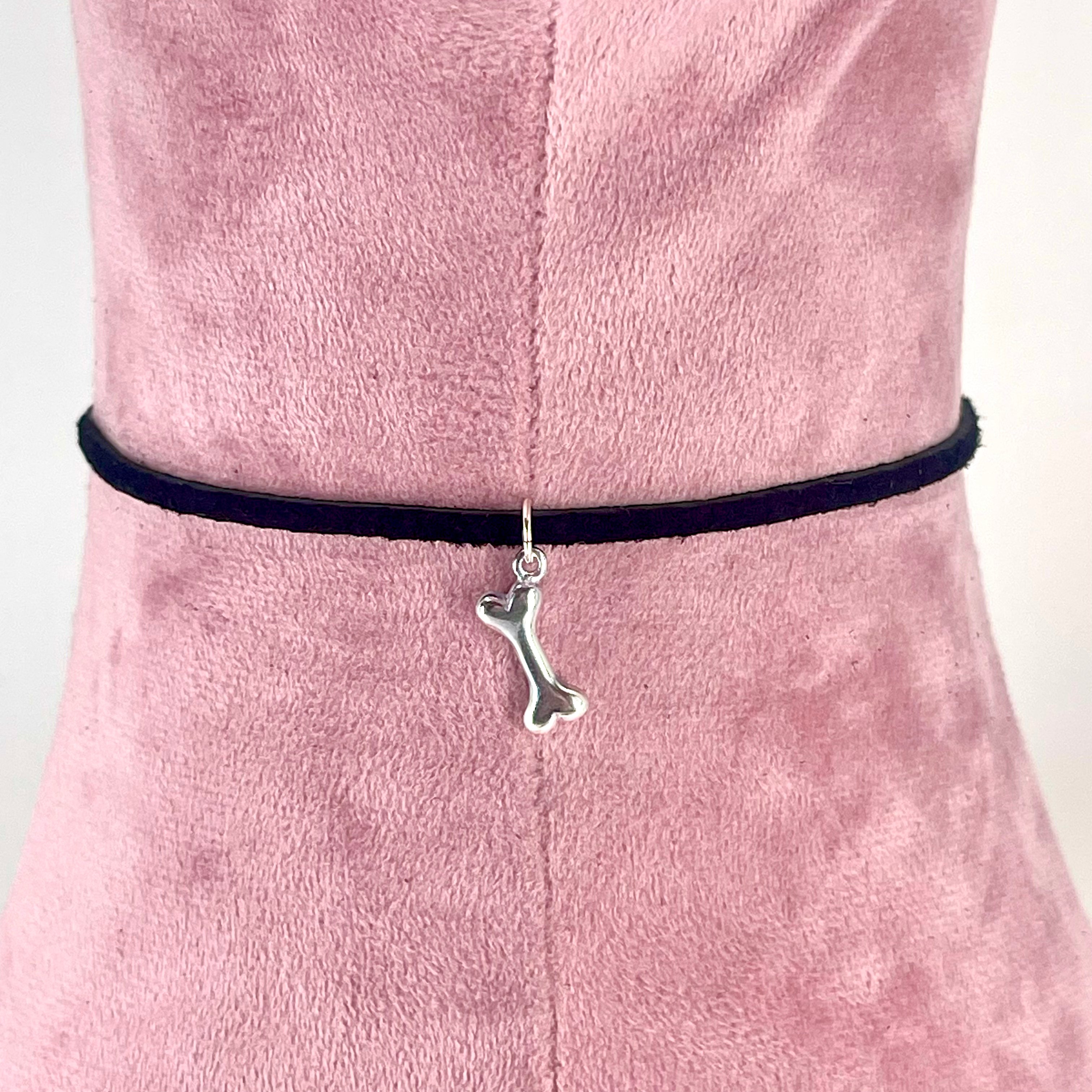 Sterling & Suede Lace Choker with Bone Charm