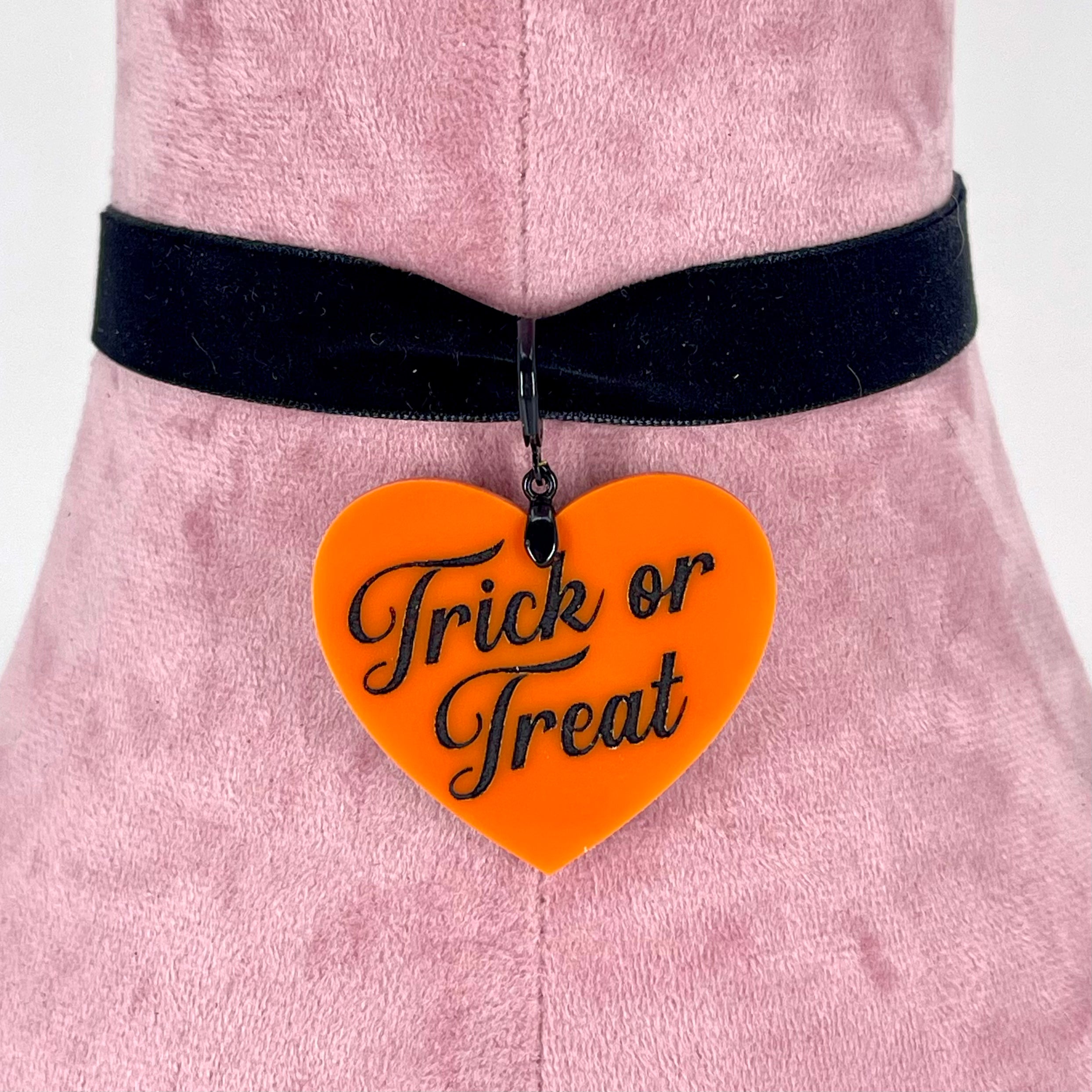Trick or Treat - XL Heart Collar Tag