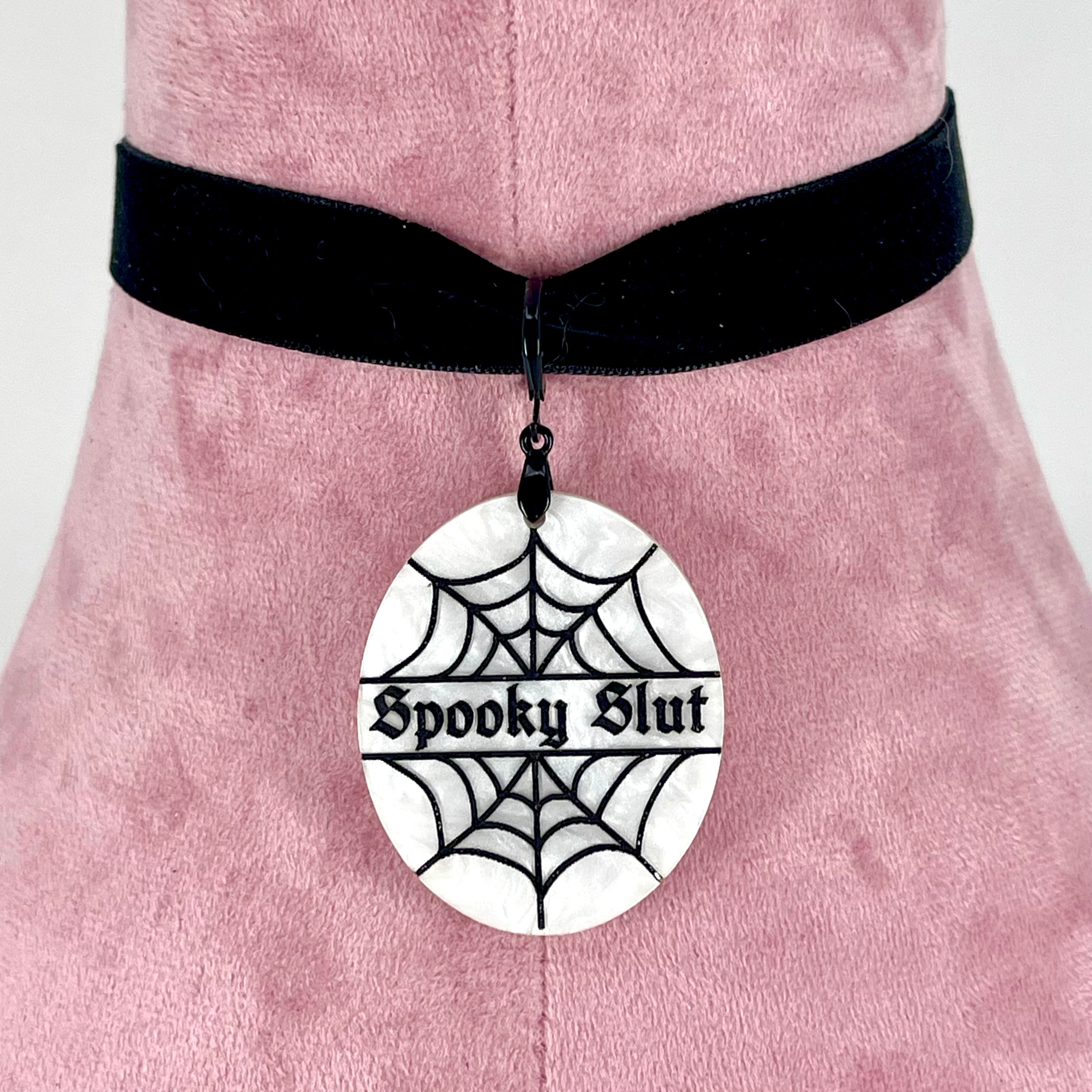 Spooky Slut - Spider Web Collar Tag