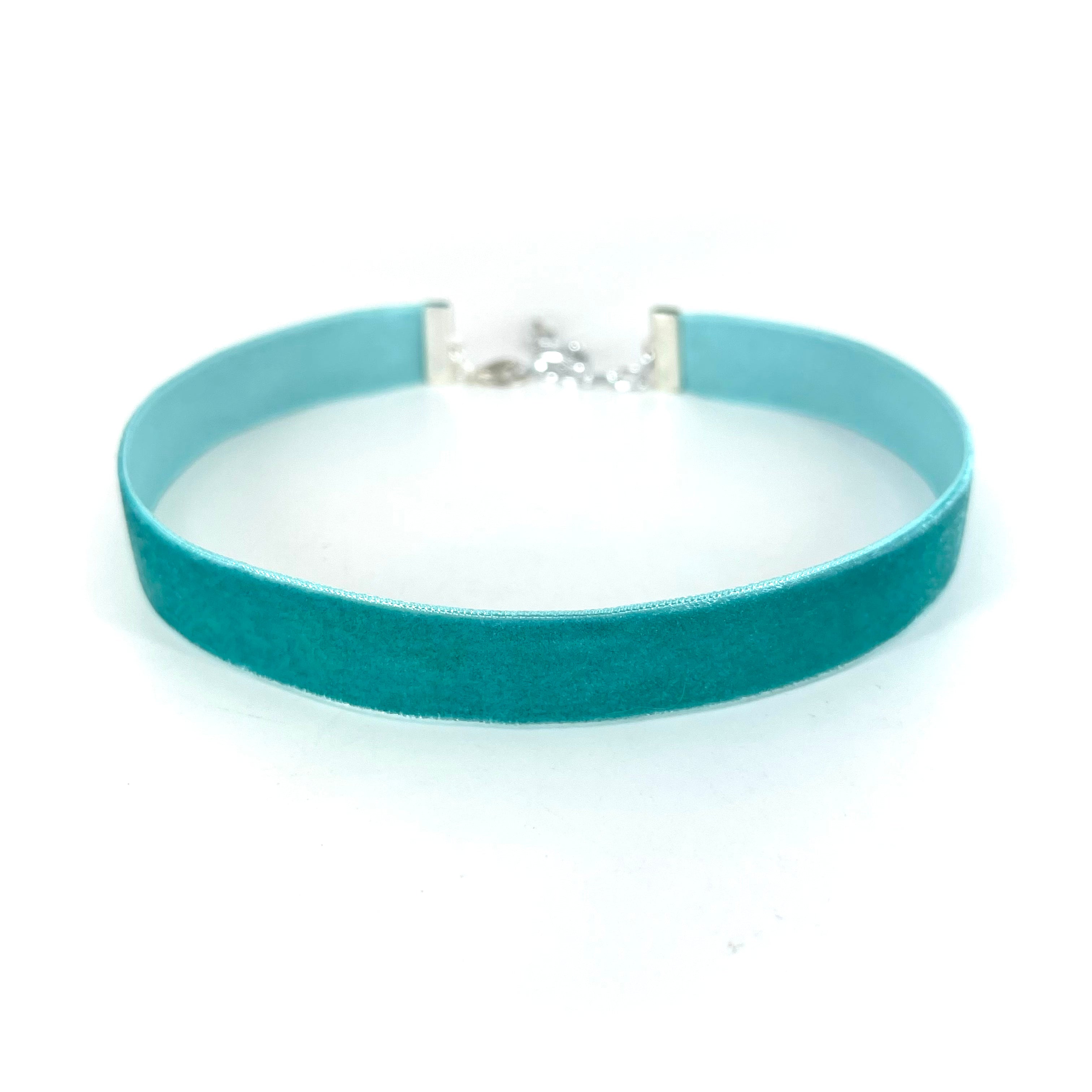 Turquoise Velvet Choker - Sizes 12"-24"