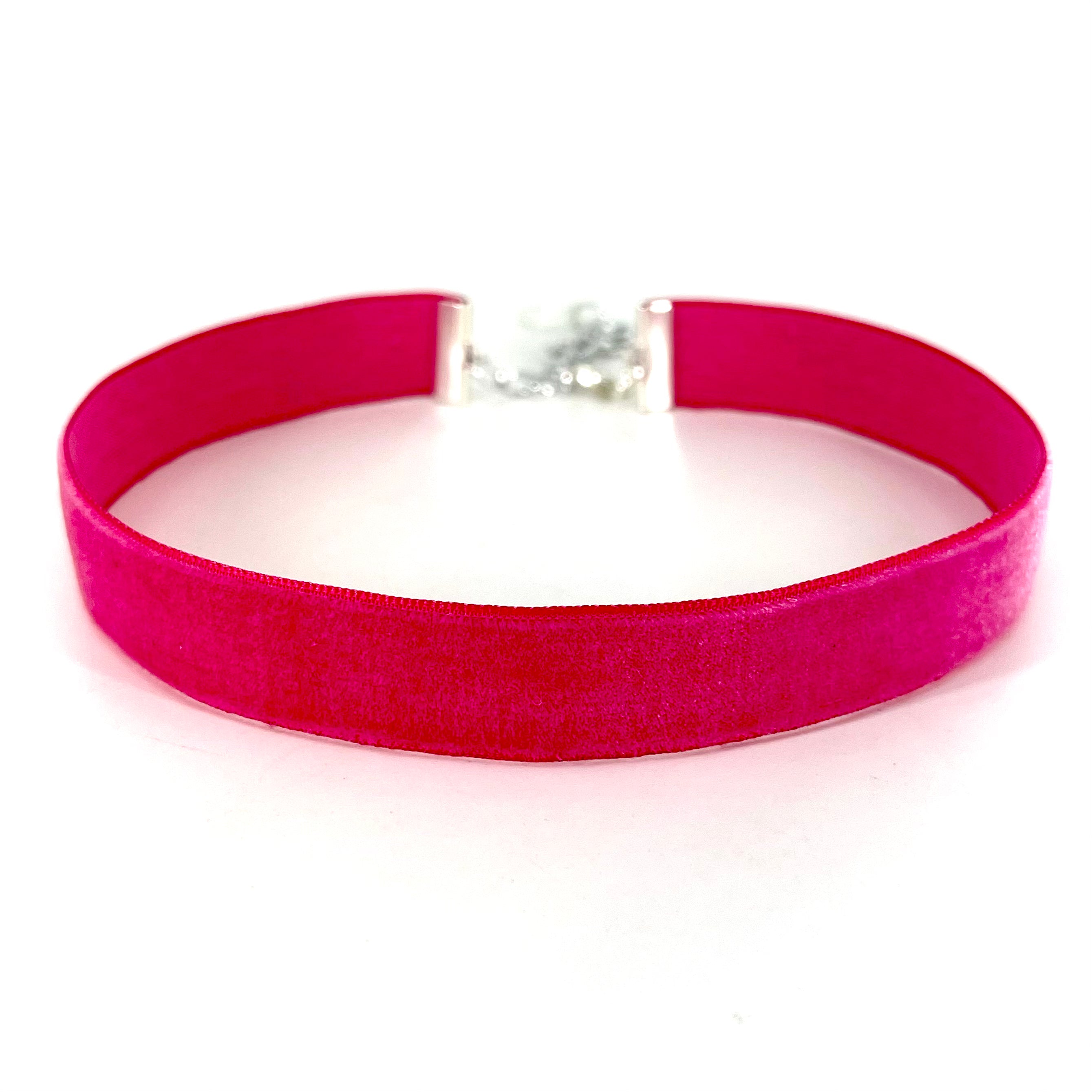 Hot Pink Velvet Choker - Sizes 12"-24"
