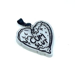 Cum Slut Collar Tag in White Pearl Collar Tag Restrained Grace