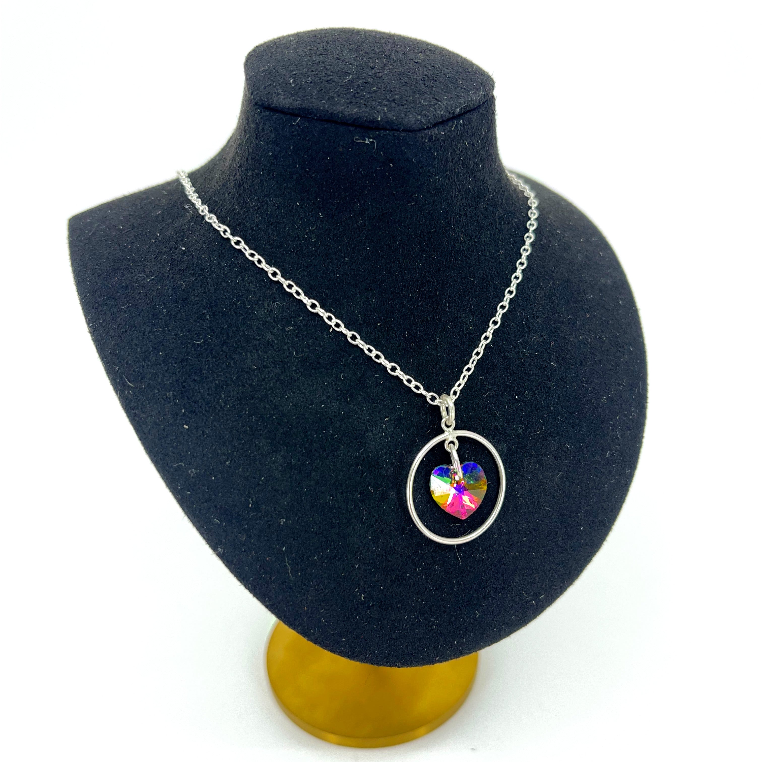 Rainbow Crystal Heart Ring of O Day Collar - Discreet BDSM Collar Day Collar Restrained Grace