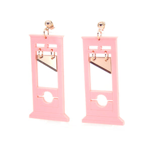 Eat The Rich Blush Pink & Rose Gold Guillotine Earrings Earrings Color & Camp