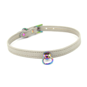 Dove Gray Vegan Mini Bondage Collar - Limited Edition Collar Restrained Grace