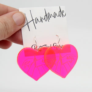 Neon Shibari Heart Rope Babe Earrings Earrings Restrained Grace