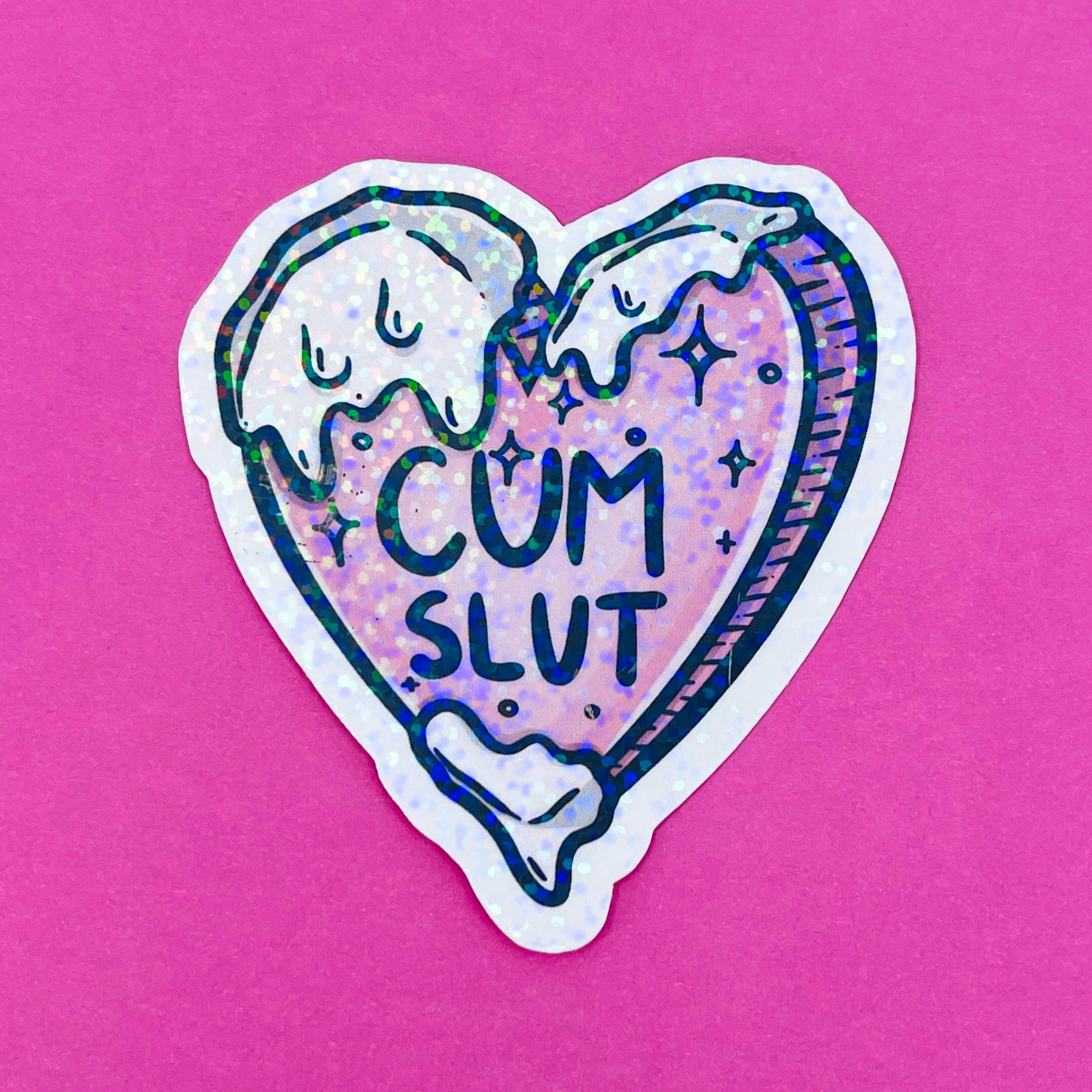 Cum Slut Sparkle Vinyl Sticker Sticker Restrained Grace