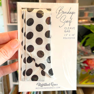 Polka Dot Cleave Gag Bondage Scarf Gag Restrained Grace White