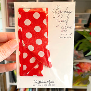 Polka Dot Cleave Gag Bondage Scarf Gag Restrained Grace Red