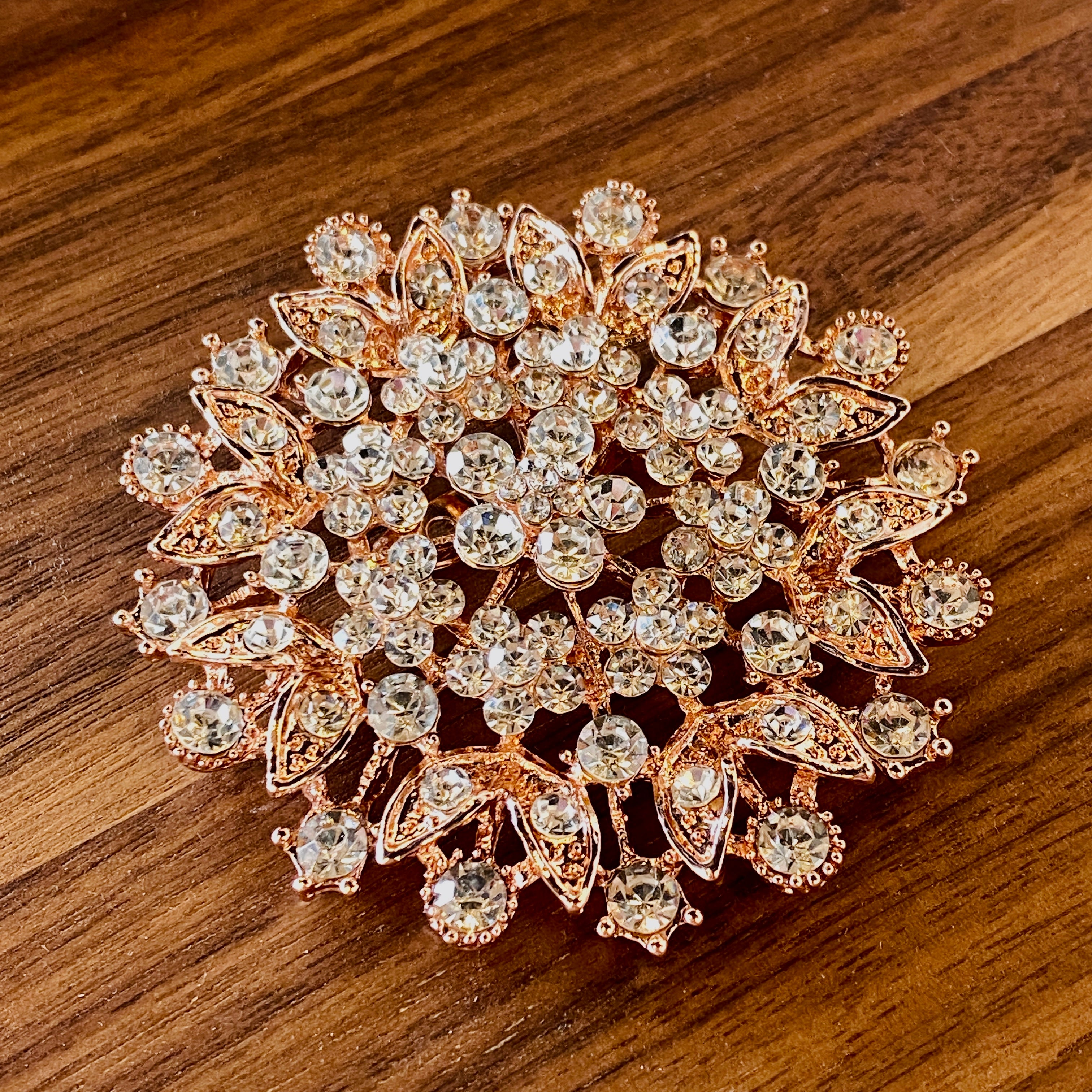 Garden Princess Brooch in Rose Gold and Cubic Zirconia Brooch Restrained Grace