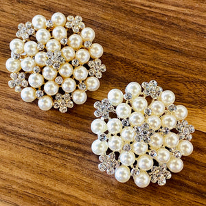 Rosette Brooch with Shell Pearls and Cubic Zirconia Brooch Restrained Grace