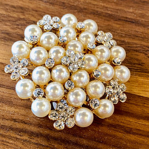 Rosette Brooch with Shell Pearls and Cubic Zirconia Brooch Restrained Grace