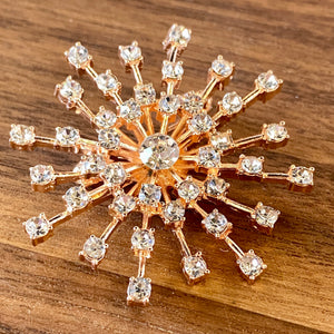 Starburst Special Occasion Brooch in Rose Gold and Cubic Zirconia Brooch Restrained Grace