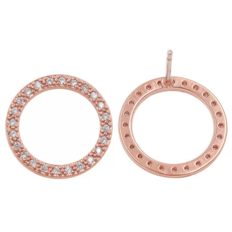Pave Ring of O Stud Earrings Earrings Restrained Grace Rose Gold