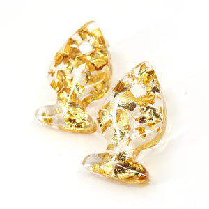 Gold Leaf Lucite Butt Plug Stud Earrings Earrings Restrained Grace